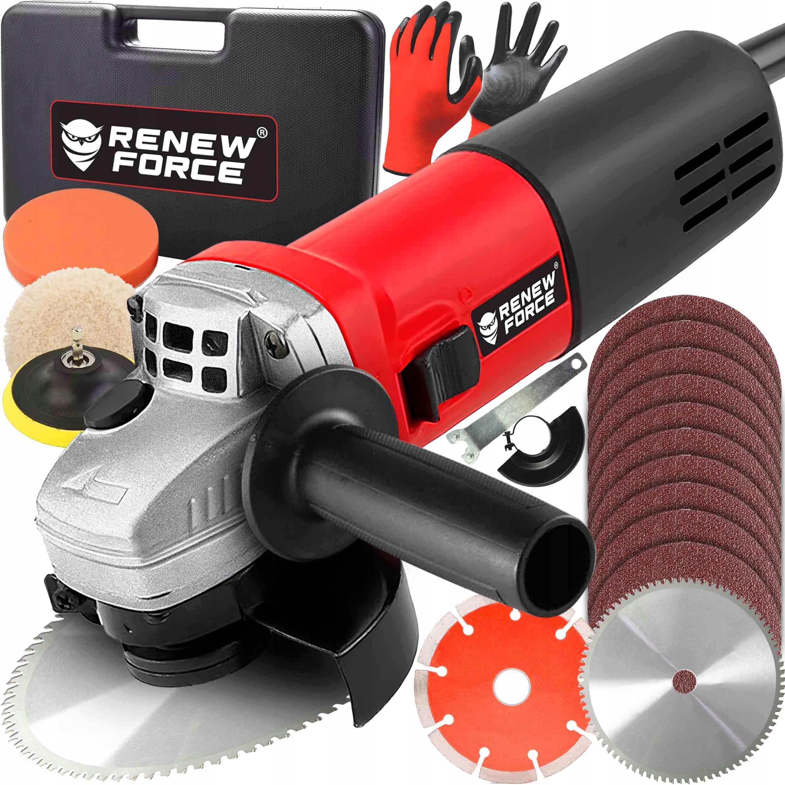ANGLE GRINDER RUBBER ANGLE DIAX 1500W 125MM WITH ADJUSTABLE POWER + DISCS