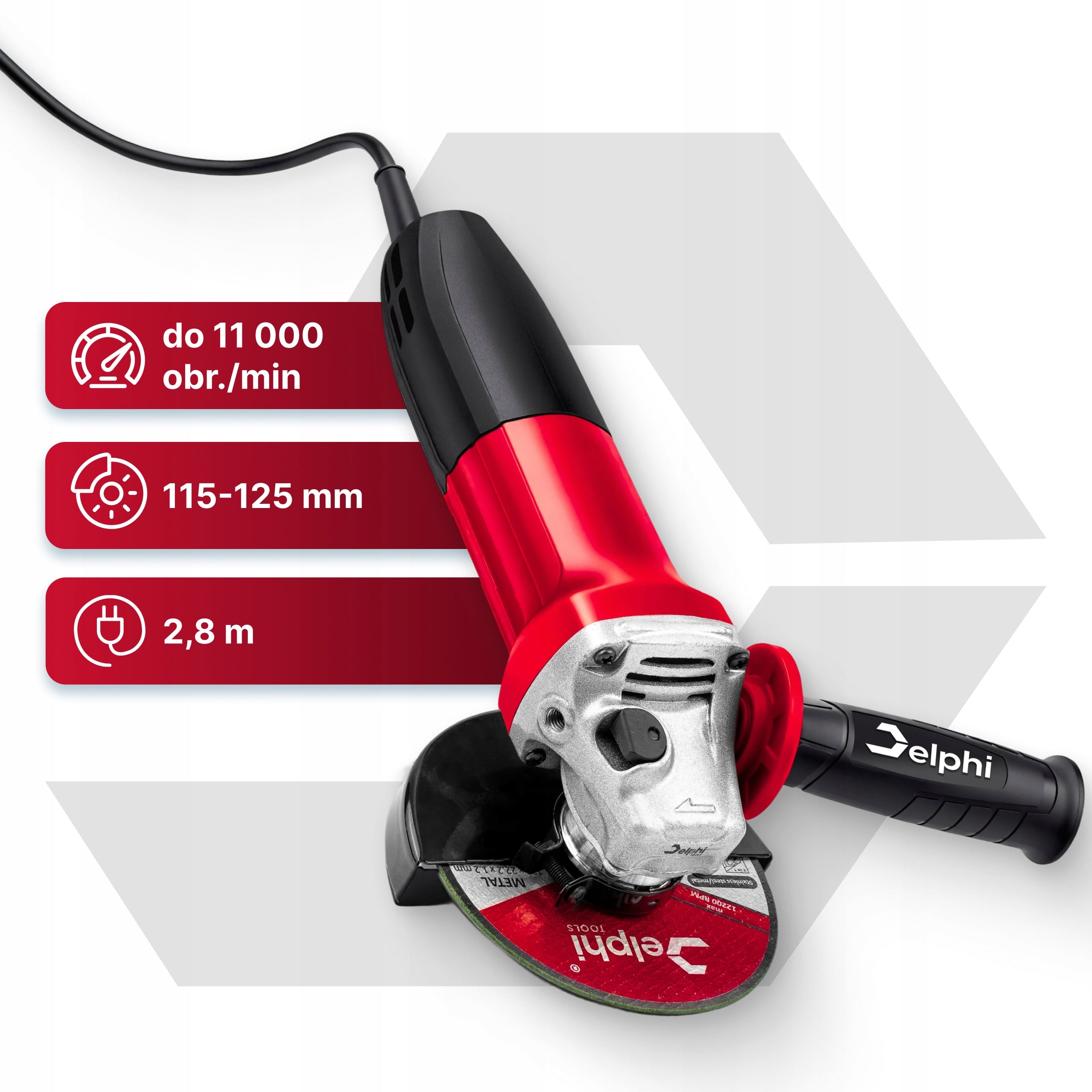 ANGLE GRINDER STRONG RUBBER ANGLE DIAX 125mm ADJUSTABLE + 10 DISCS Packaging status original