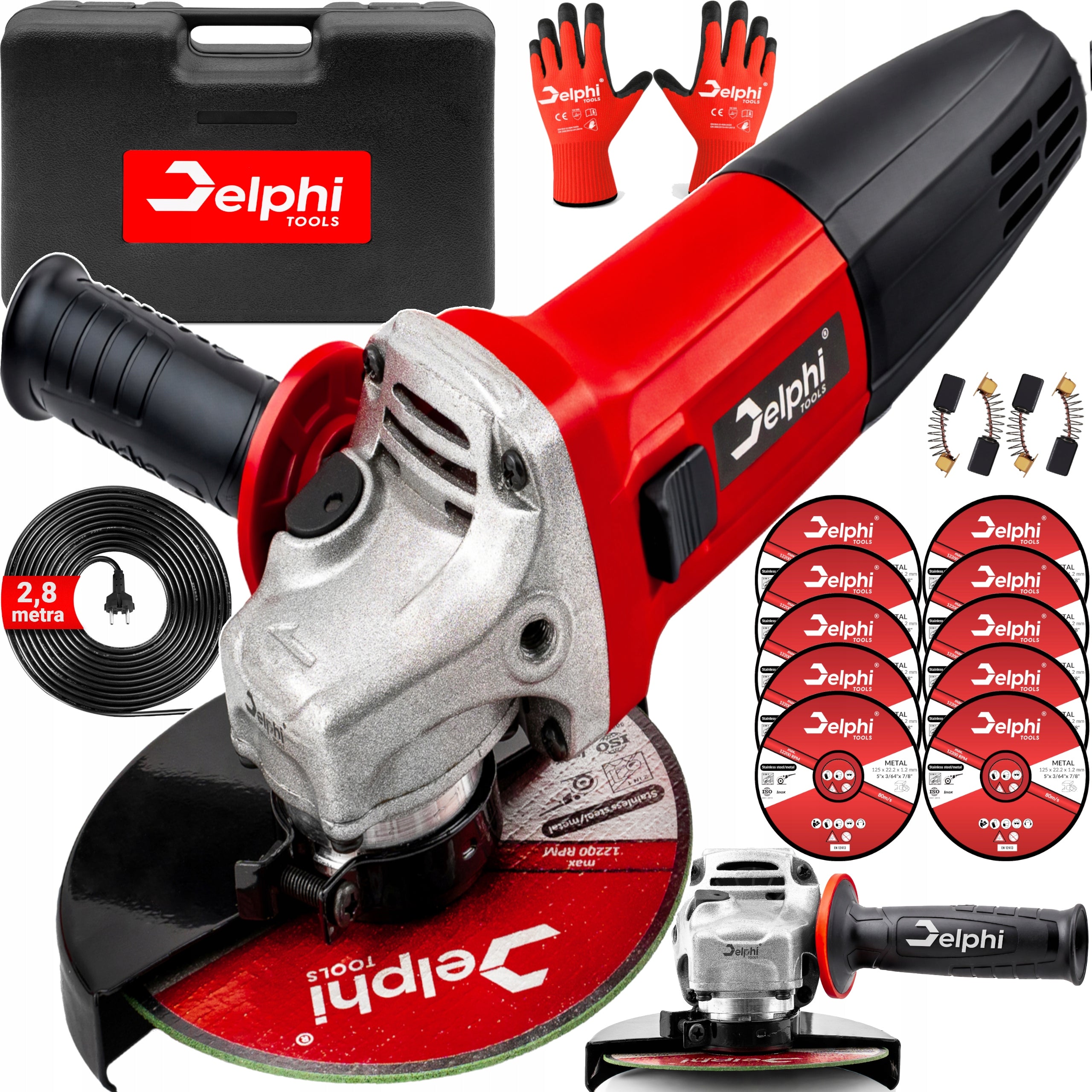 ANGLE GRINDER STRONG RUBBER ANGLE DIAX 125mm ADJUSTABLE + 10 DISCS