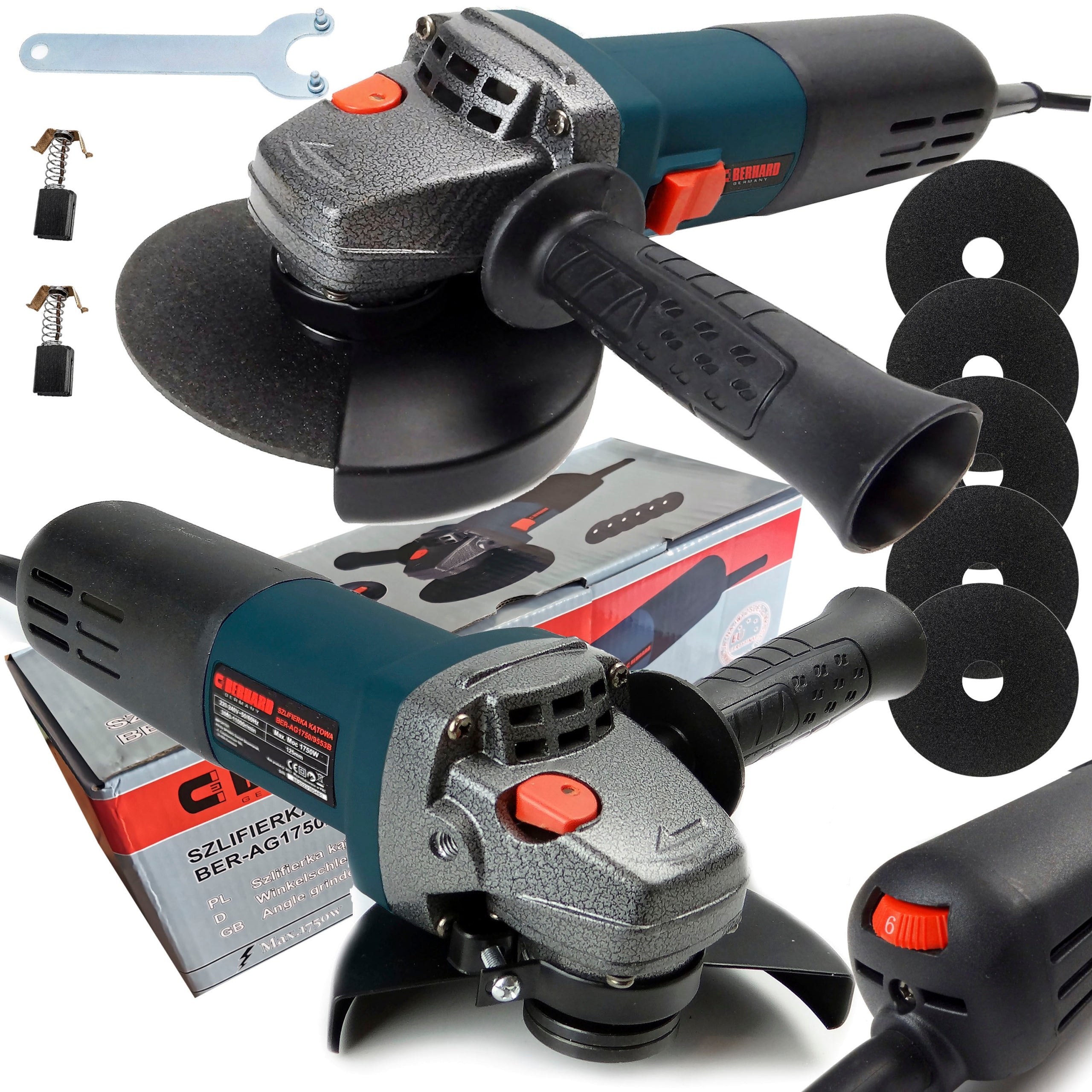 ANGLE GRINDER WITH ADJUSTABLE ROTATION BERHARD + DISCS