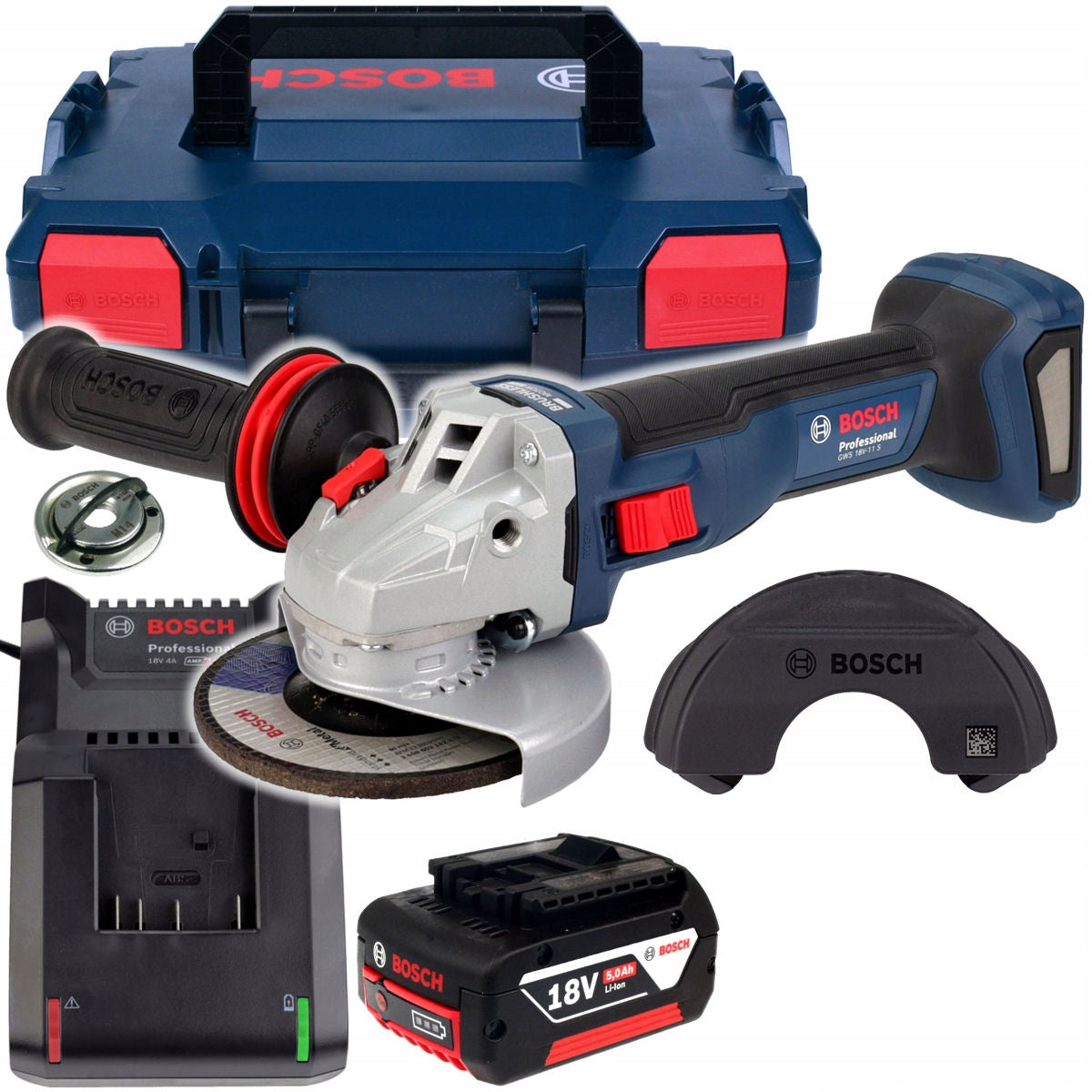 ANGLE GRINDER WITH ADJUSTABLE ROTATION GWS 18V-11 S BOSCH L-BOXX 1x5,0Ah
