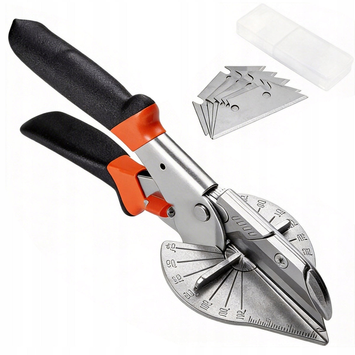 ANGLE SHEARS FOR ANGULAR CUTS OF SLAT PROFILES WITH PROTRACTOR