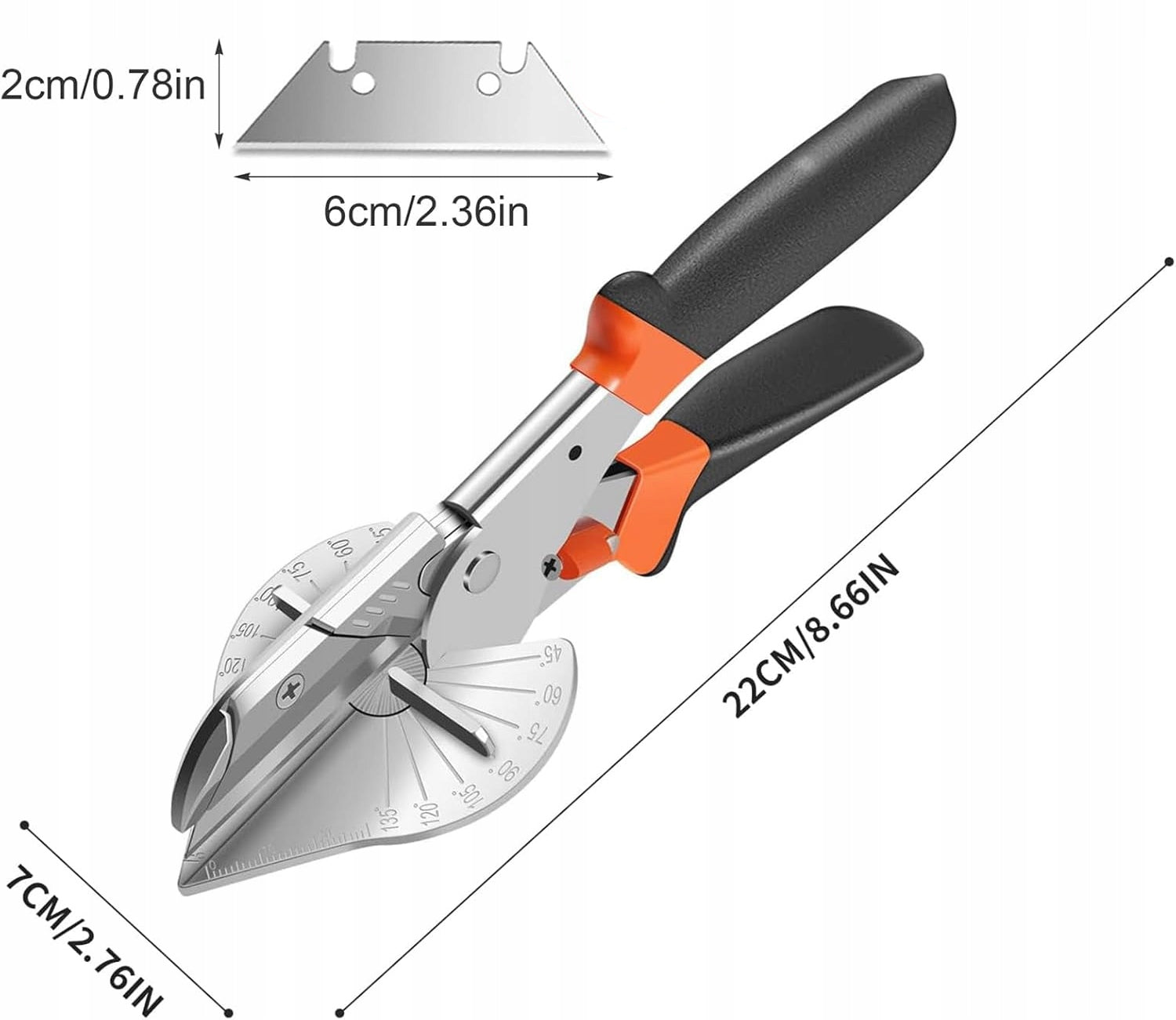 ANGLE SHEARS FOR CUTTING ANGULAR PROFILE STRIPS DIAGONAL PLIERS + 10 BLADES Packaging status original
