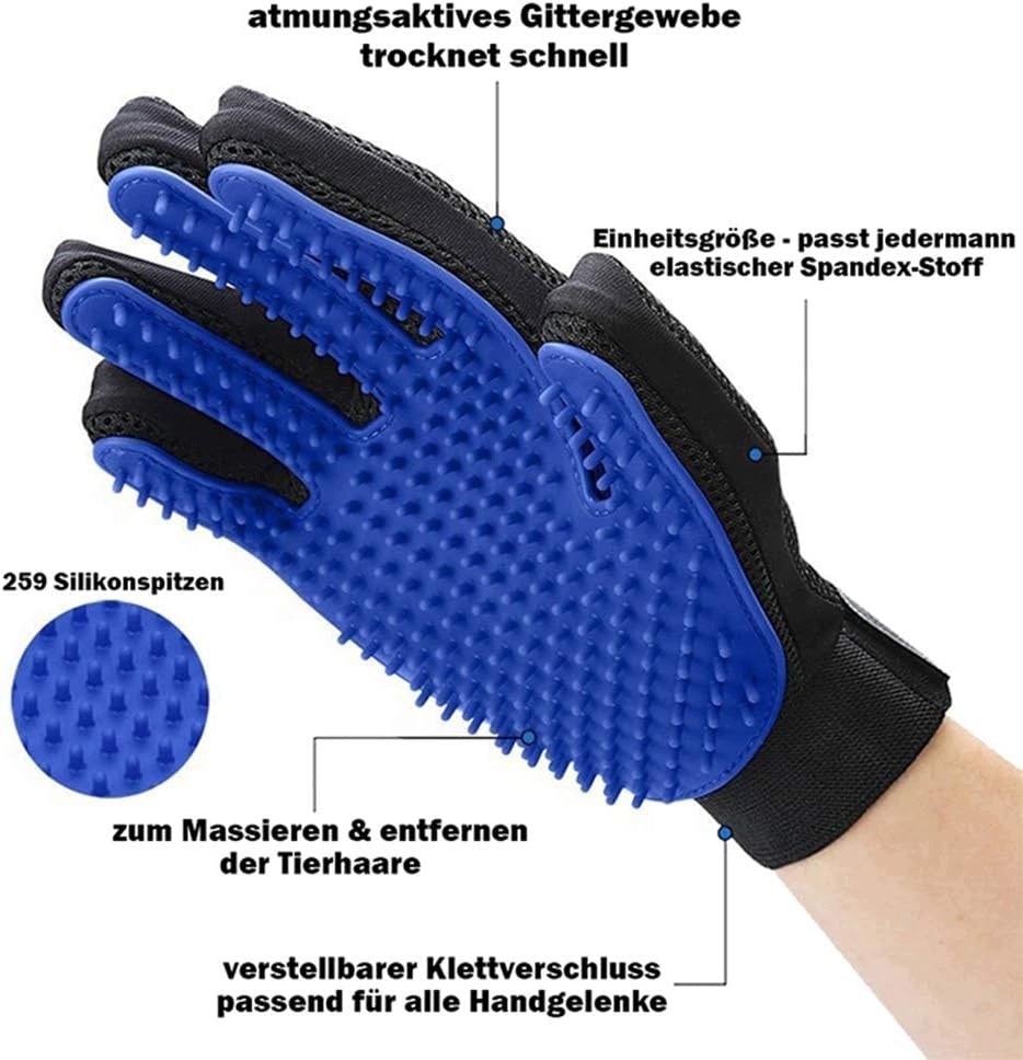 ANIMAL CARE GLOVE MAGIC BRUSH REMOVES HAIR BLUE LEFT