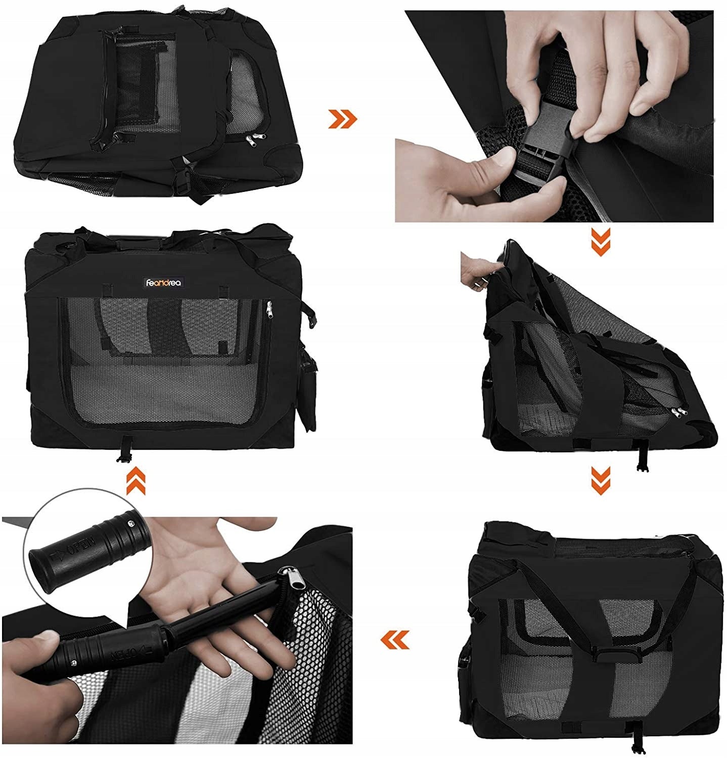 ANIMAL CAT DOG TRANSPORTER LARGE MATERIAL 60x42x42cm BLACK Product depth 42 cm