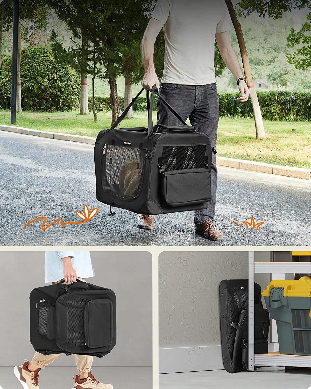 ANIMAL CAT DOG TRANSPORTER LARGE MATERIAL 60x42x42cm BLACK Trade name transporter dla psa M
