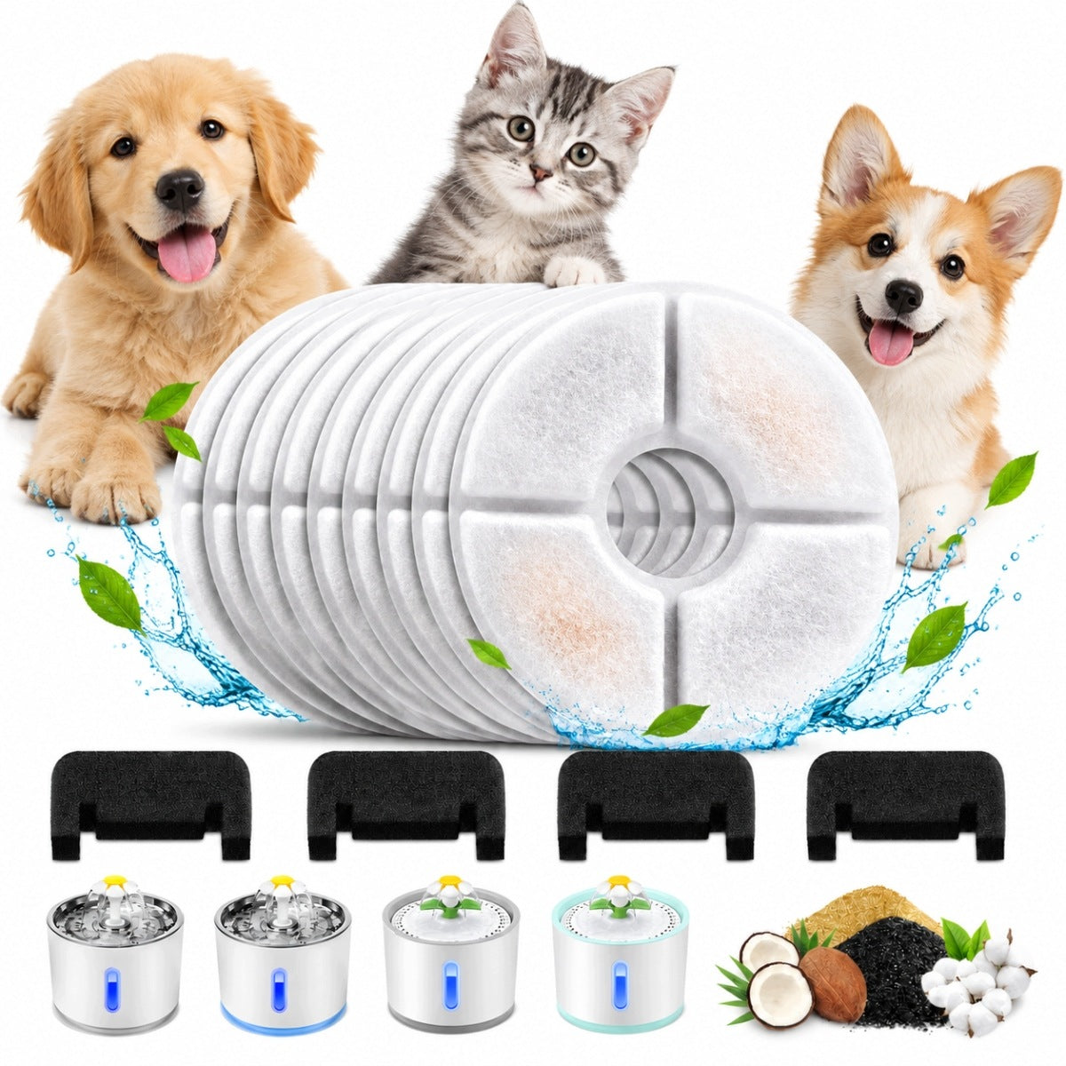 ANIMAL DRINKER FILTER CARTRIDGES CARBON FILTERS FOR CAT AND DOG 8X