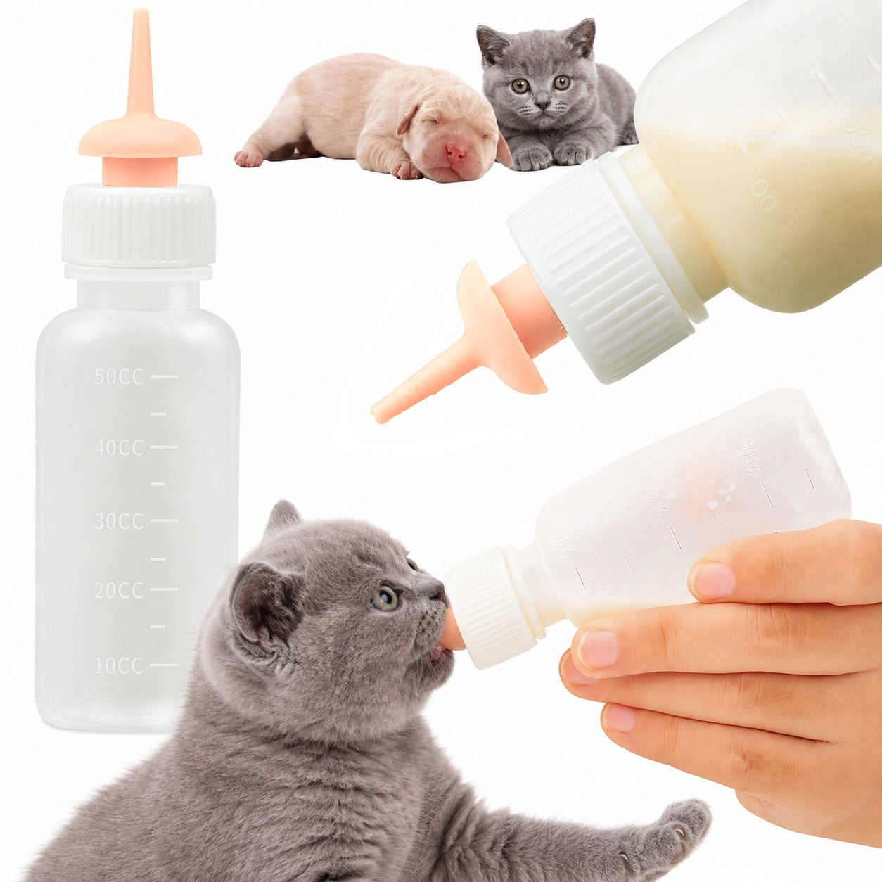 ANIMAL FEEDING BOTTLE FOR KITTEN PUPPIES WITH PACIFIER