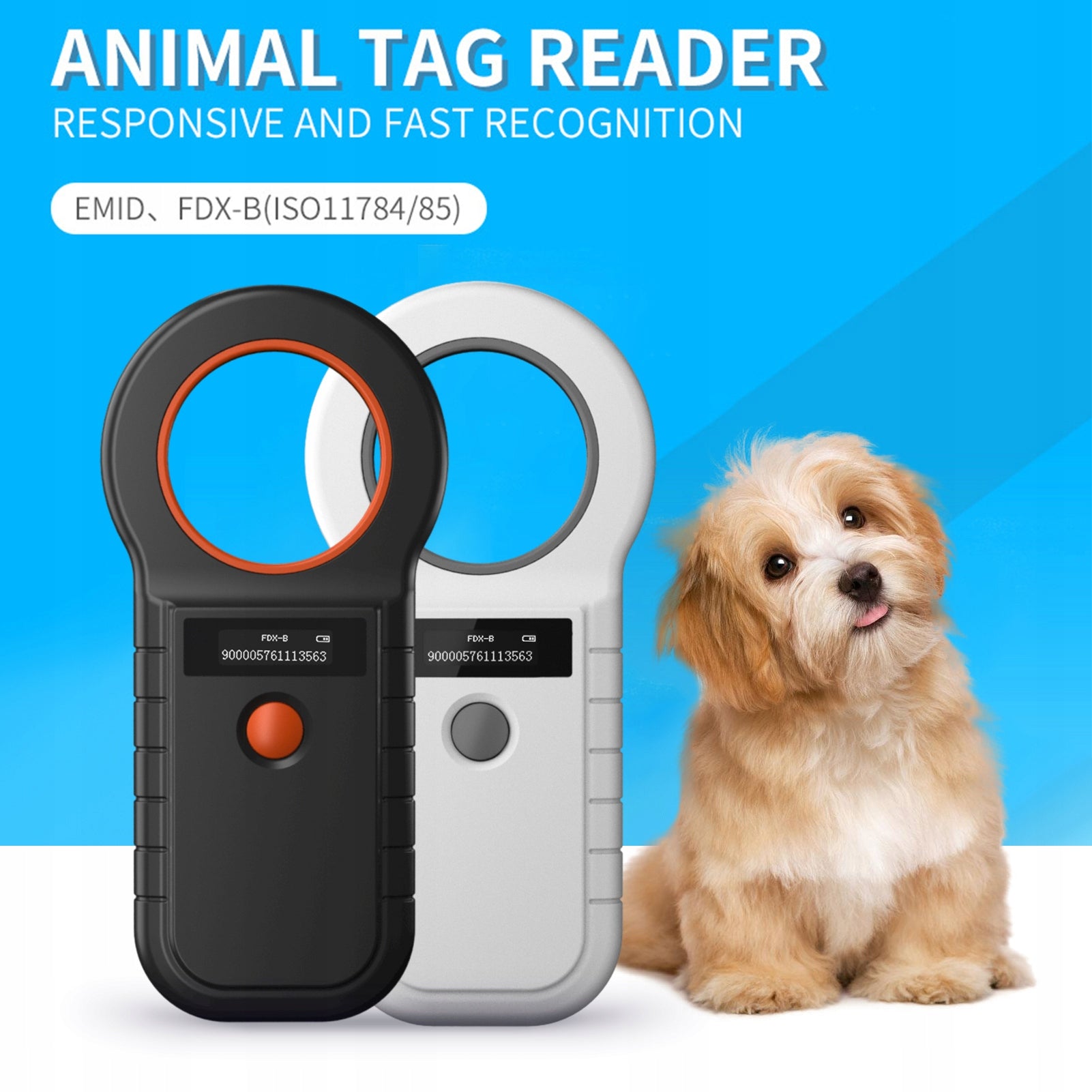 ANIMAL MICROCHIP READER TAG SCANNER ID READER RFID EMID ANIMAL HANDHELD