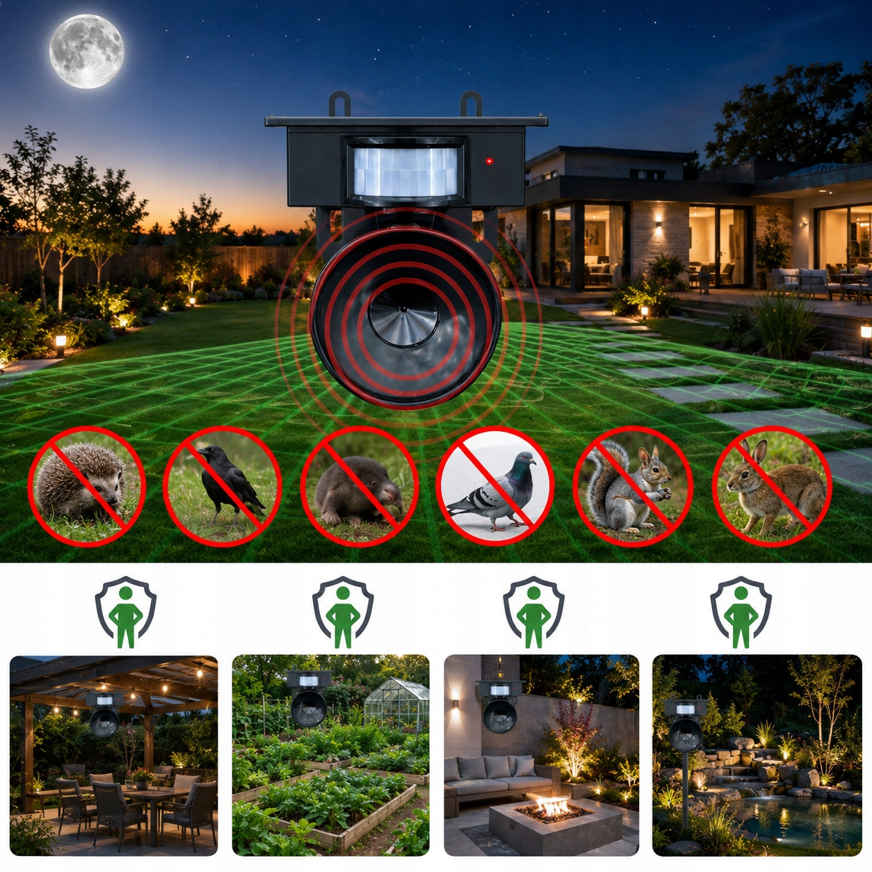 ANIMAL REPELLENT CAT BIRDS WILD MICE 10in1 + SOLAR BATTERY Brand no brand