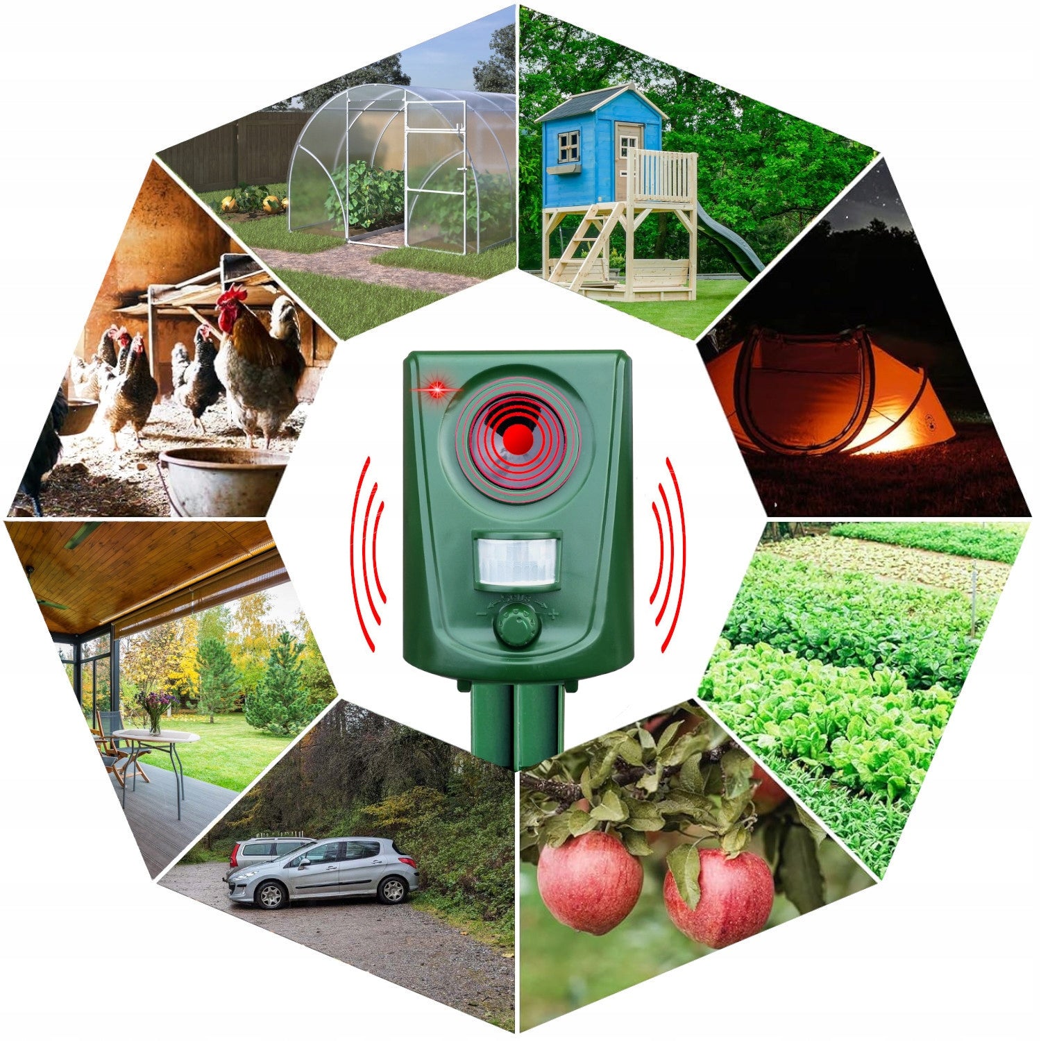 ANIMAL REPELLENT CATS WILD BOAR SAREN BIRDS ETC + MOTION Locator Brand Masuletto