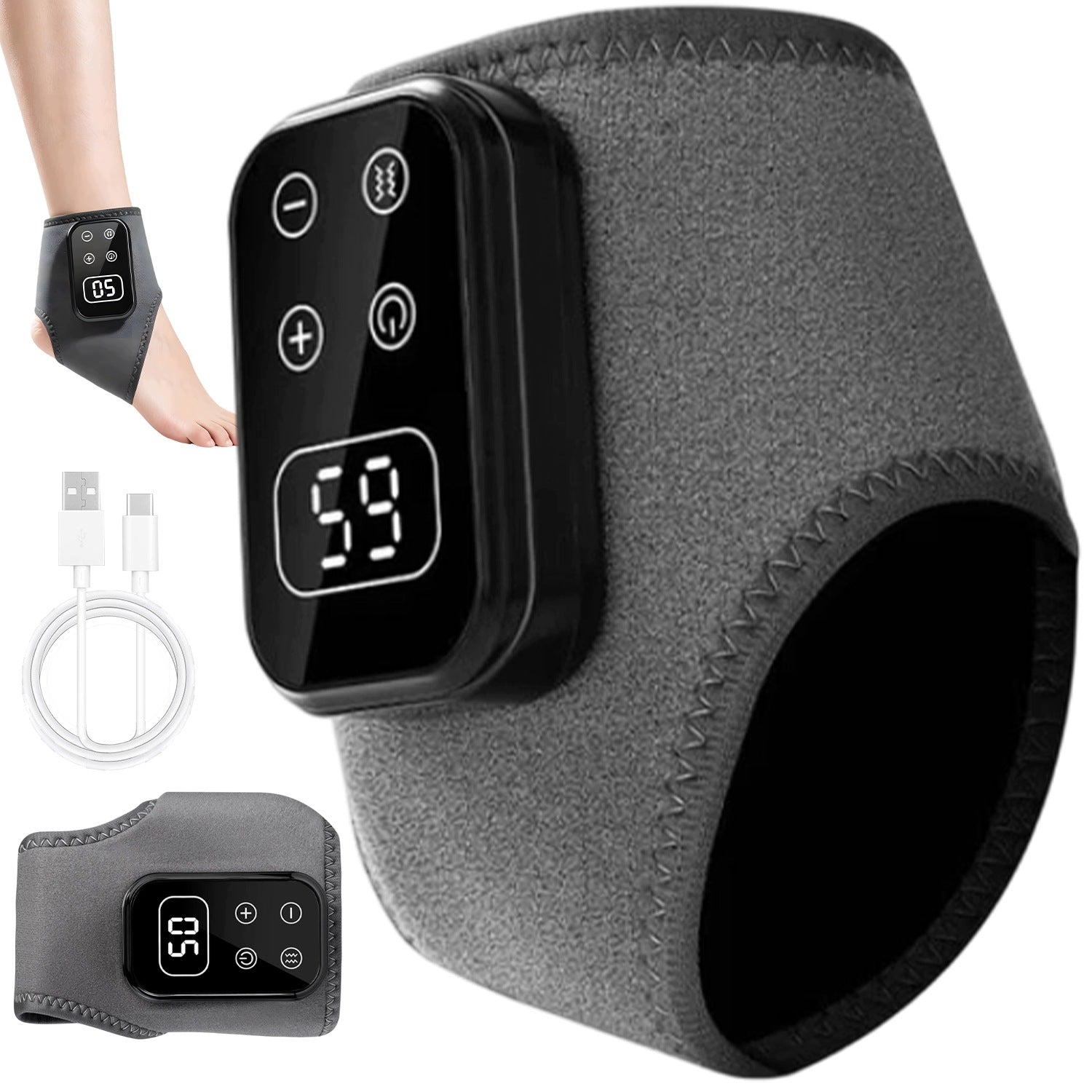 ANKLE AND FOOT MASSAGER WITH HEATING FIVE MODES WIRELESS USB