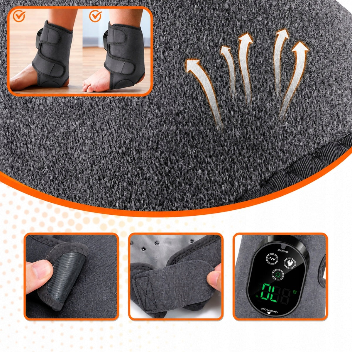 ANKLE MASSAGER GREY 1 PC WITH HEATING FUNCTION PAIN REHABILITATION Kind feet