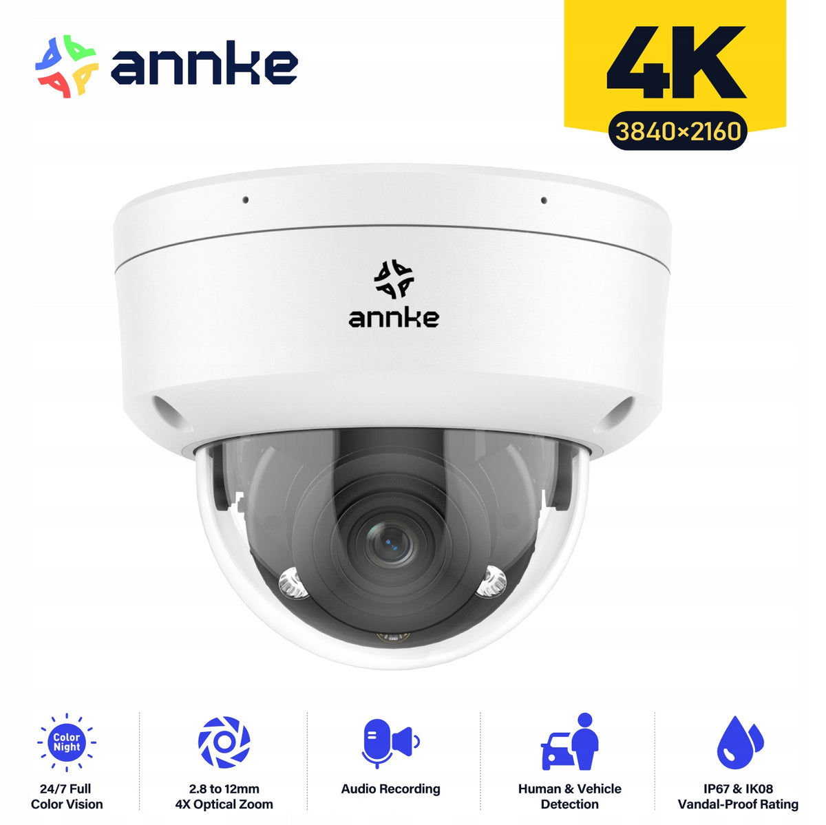 ANNKE 4K 4X Optical Zoom PoE Outdoor Dome Security Camera