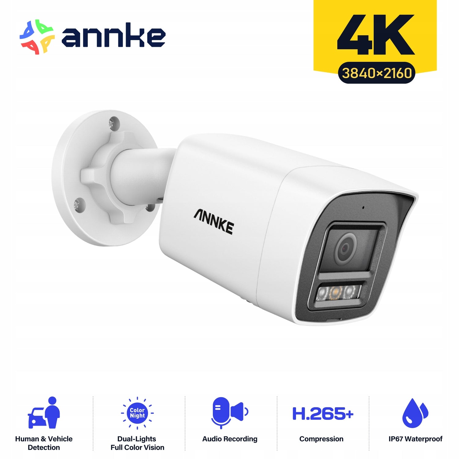 ANNKE 4K Outdoor PoE IP Security Camera, Human & Vehicle Detection IP67