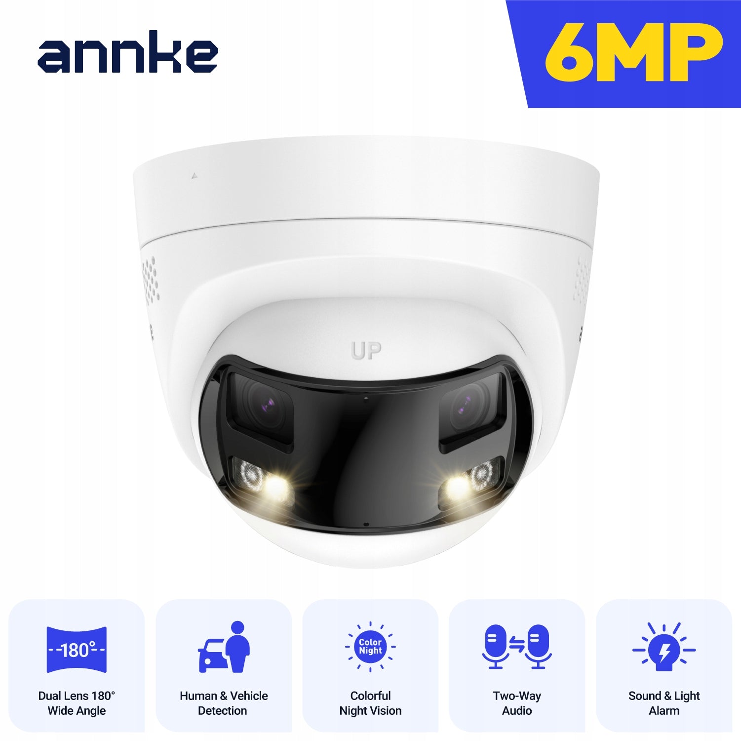 ANNKE 6MP PoE Security Camera Outdoor with Dual Lens 180° Filed of View