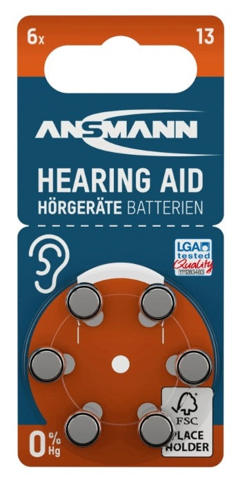 ANSMANN BUTTON BATTERIES FOR HEARING AIDS 6 PIECES 13