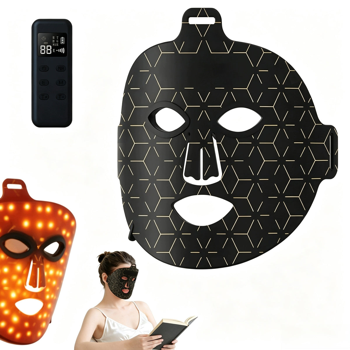 ANTI-AGING FACE MASK WITH LED LIGHTING+ CHARGER REMOTE CONTROL