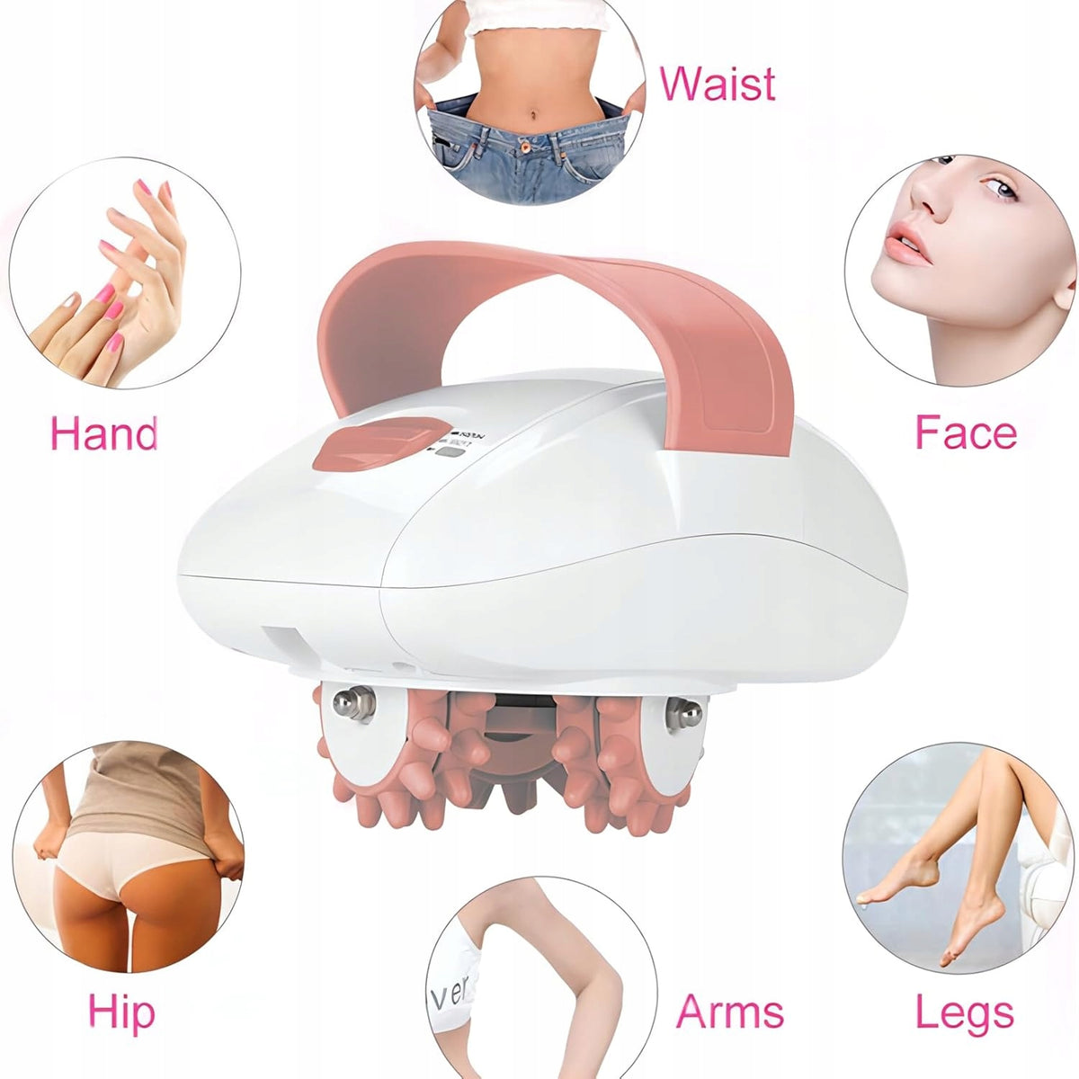 ANTI-CELLUIT MASSAGER 6 ROLLS 2 INTENSITY ELECTRIC WHITE-PINK Packaging status original