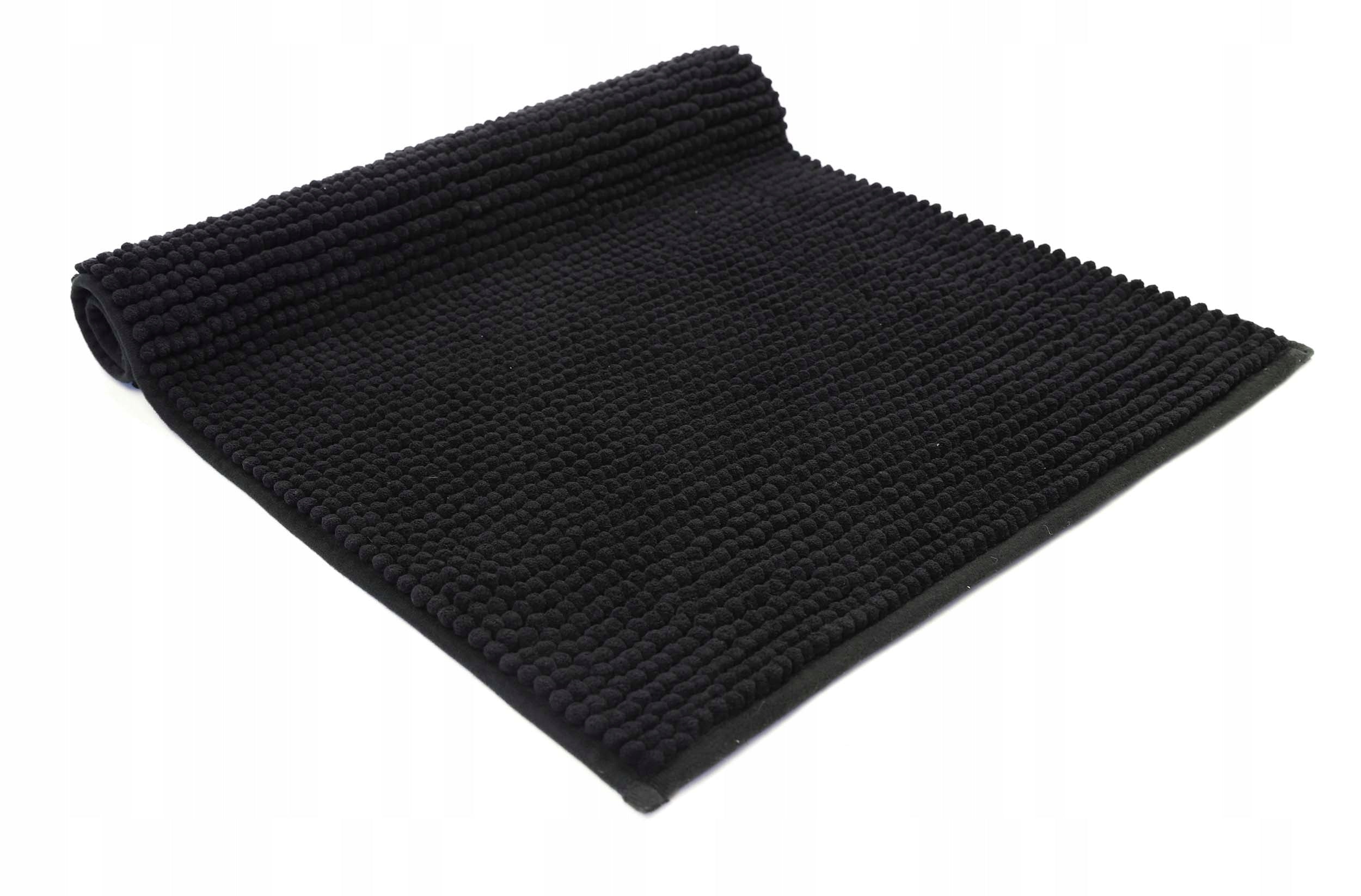 ANTI-SLIP BATHROOM CARPET BLACK GLOSSY 50X70 cm Length 70 cm