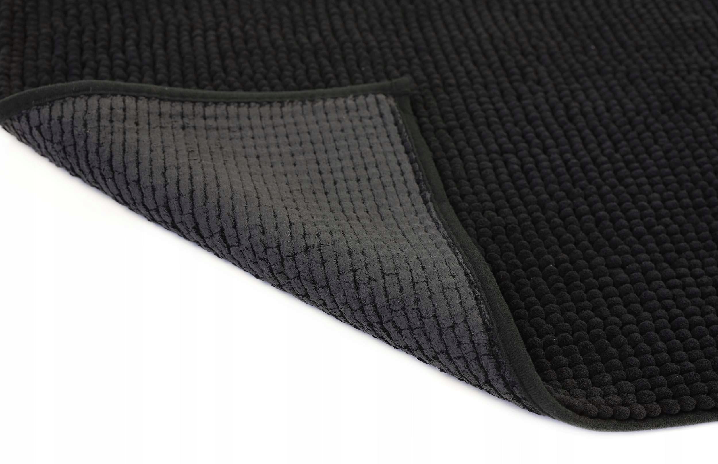 ANTI-SLIP BATHROOM CARPET BLACK GLOSSY 50X70 cm Shape rectangle