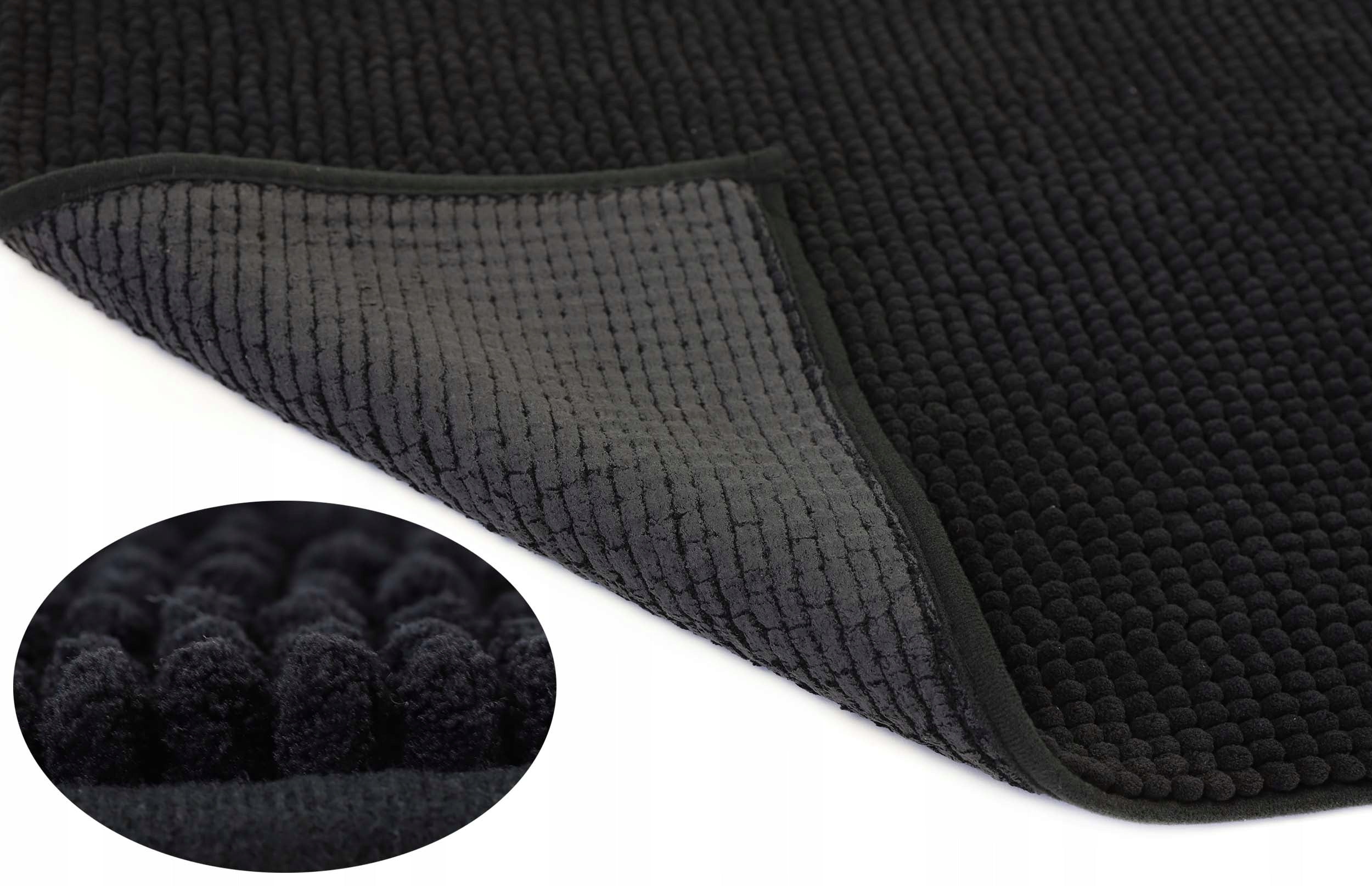 ANTI-SLIP BATHROOM CARPET BLACK GLOSSY 50X70 cm Thickness 18 mm