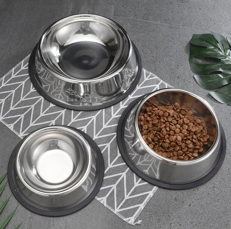 ANTI-SLIP METAL BOWL FOR DOG AND CAT, FOR FOOD AND WATER, LARGE 1.3L Brand Reverse