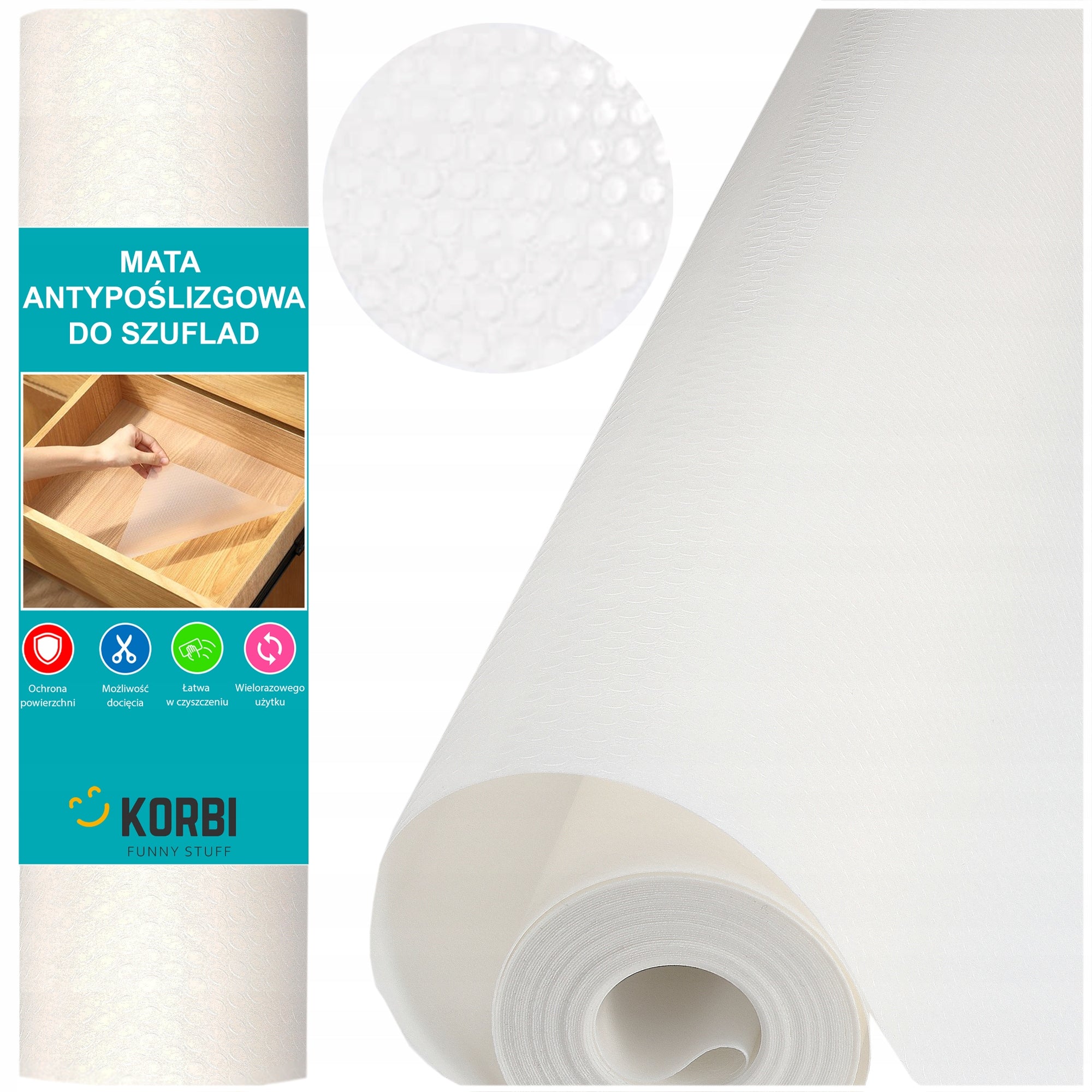 ANTI-SLIP PROTECTIVE MAT FOR CABINET DRAWERS PAD 500x50 MILK