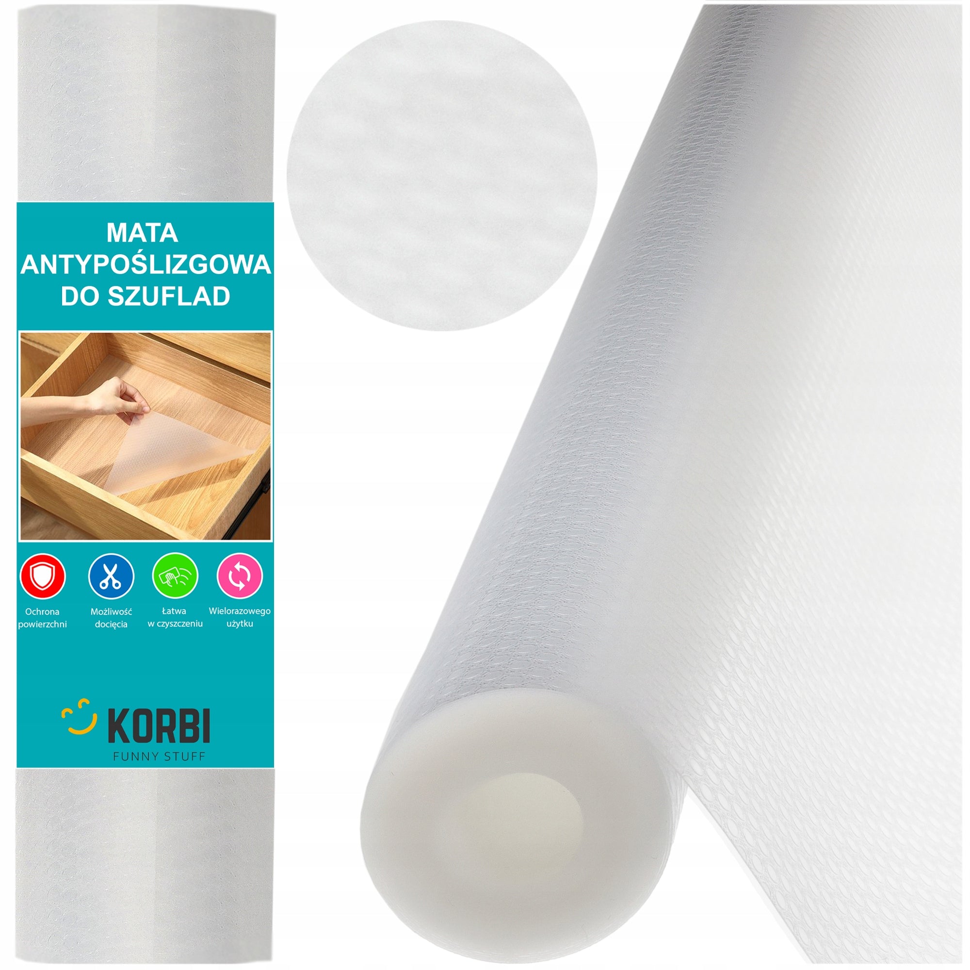 ANTI-SLIP PROTECTIVE MAT FOR CABINET DRAWERS PAD ROLL 500x50 WHITE