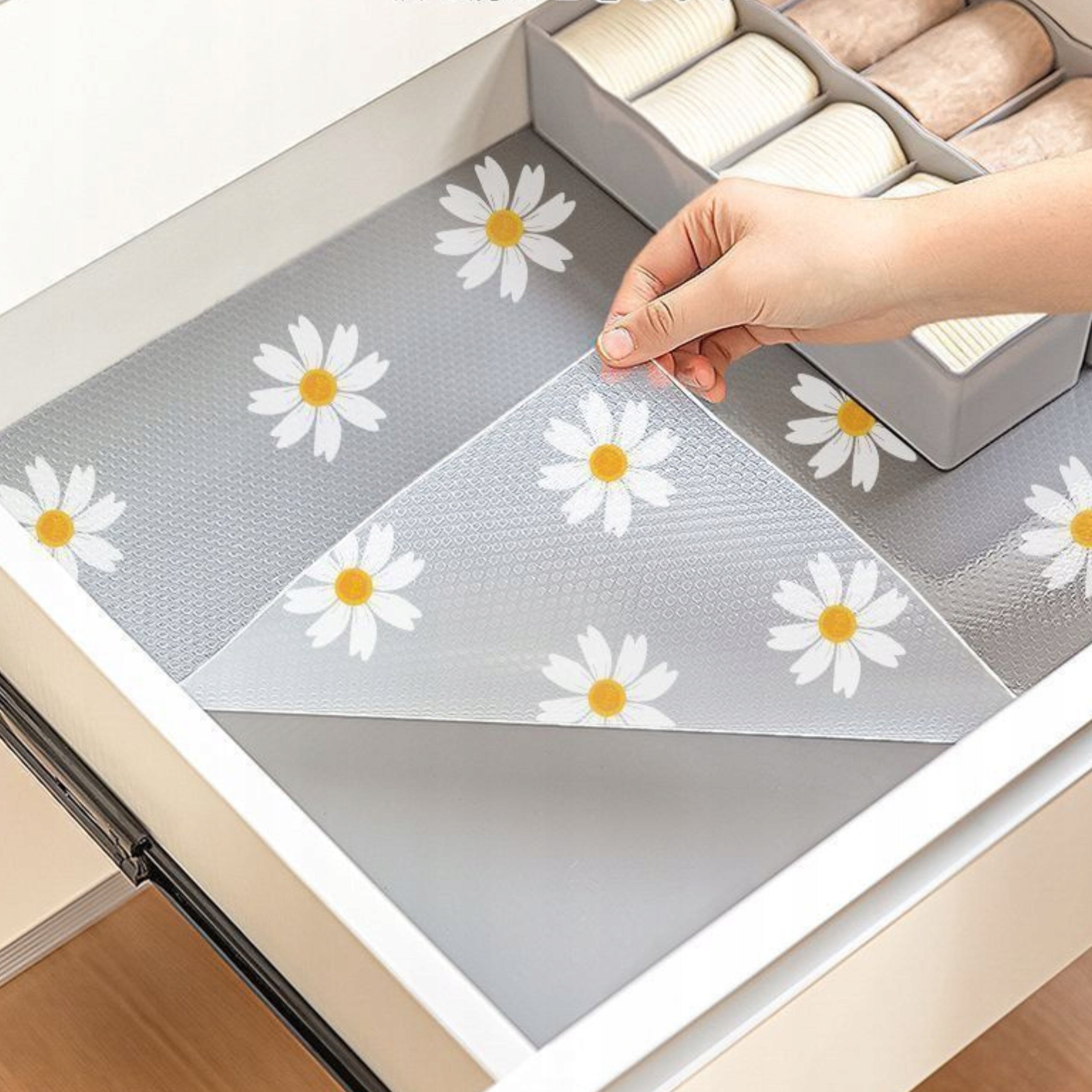 ANTI-SLIP PROTECTIVE MAT FOR CLOSET DRAWERS WARDROBES 500x60 DAISIES Kind mat