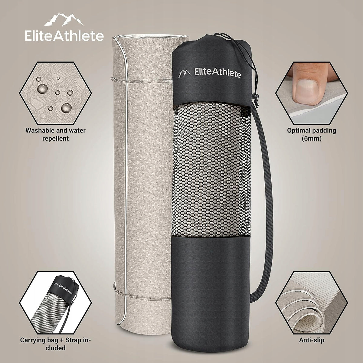 ANTI-SLIP YOGA MAT 183 CM 61 CM 6 MM WITH STRAP AND BAG Brand Object