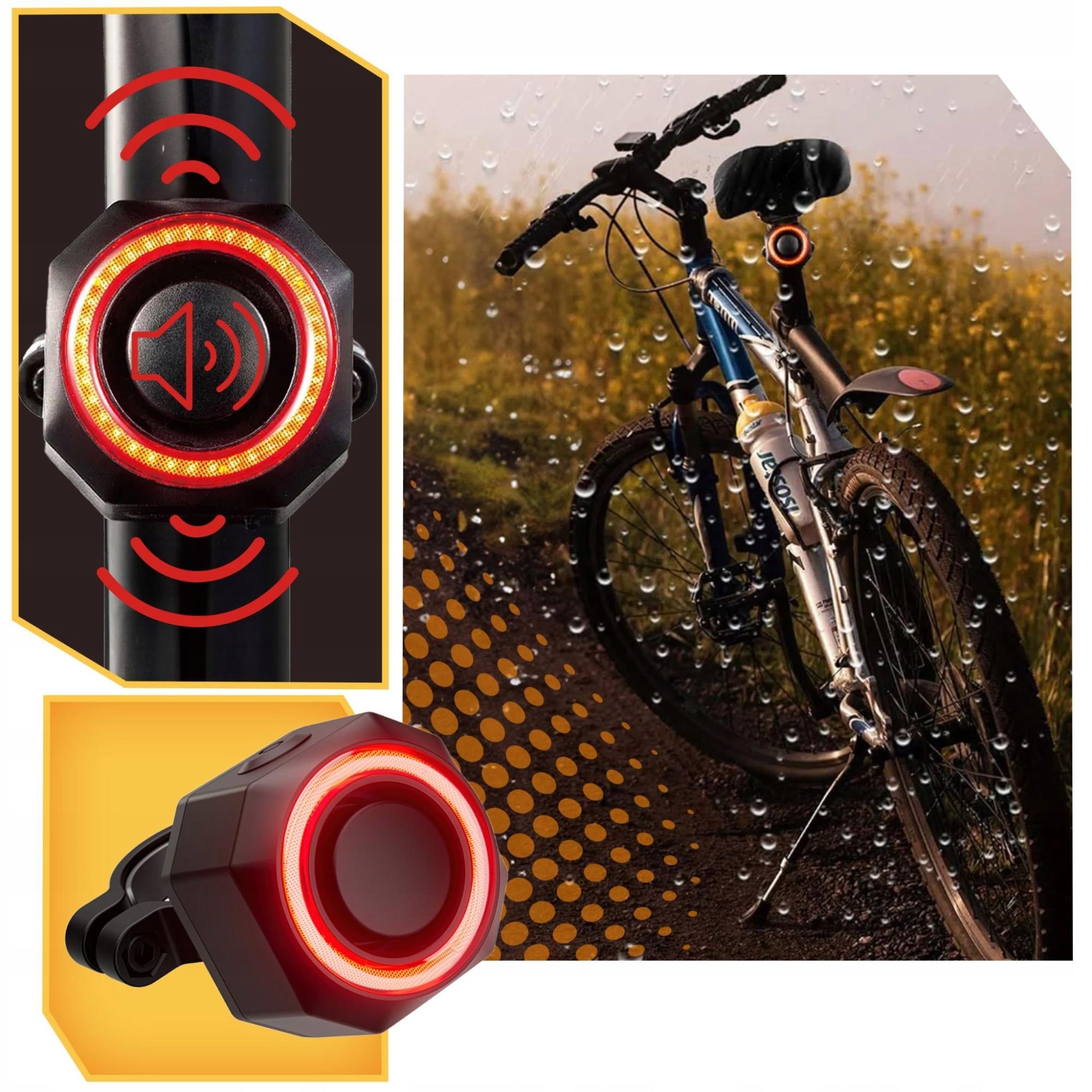 ANTI-THEFT BICYCLE ALARM + REAR LAMP BICYCLE LIGHT BELL PILOT Brand Lewer