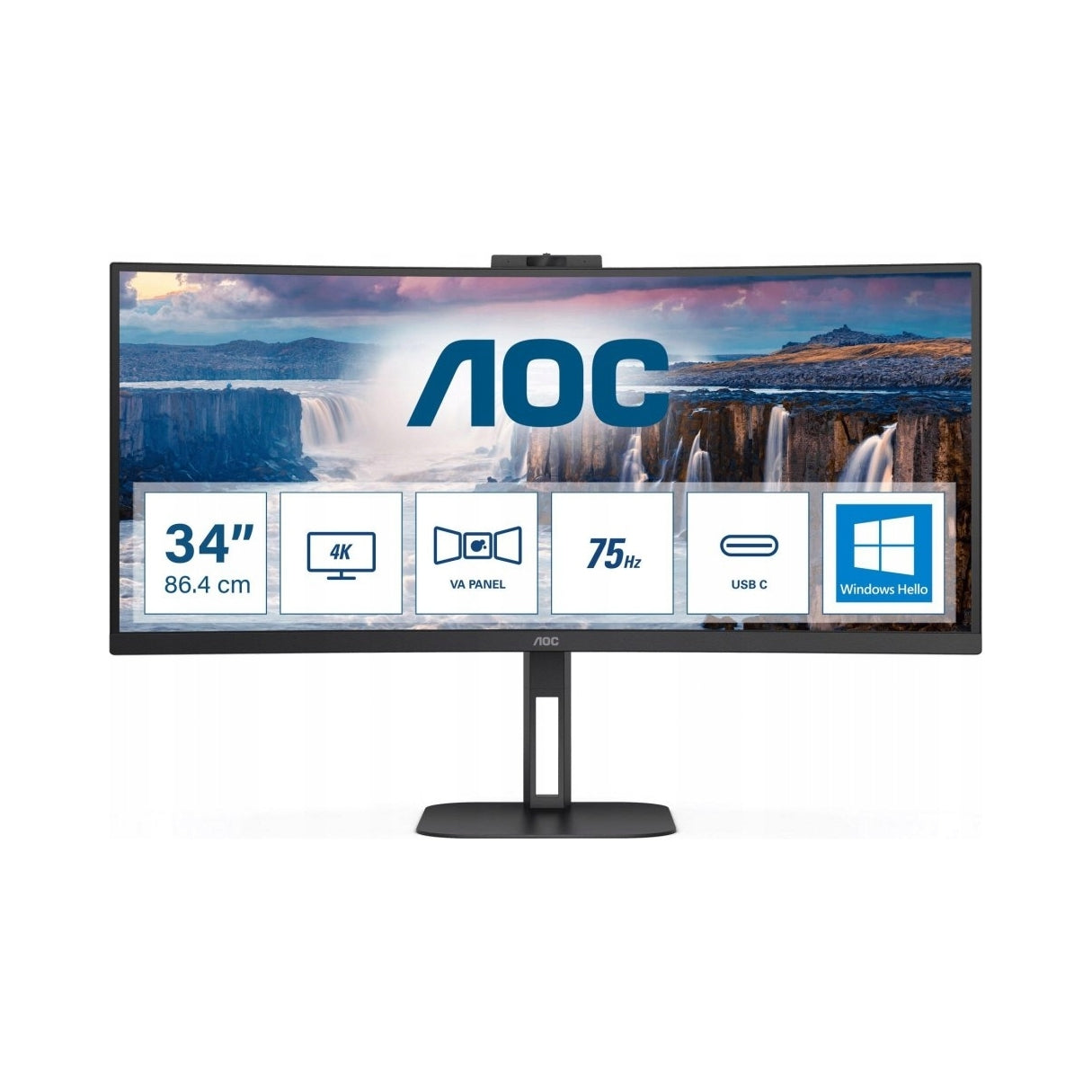 AOC Monitor CU34V5CW 34 inches 100Hz Curved VA HDMI DP USB-C