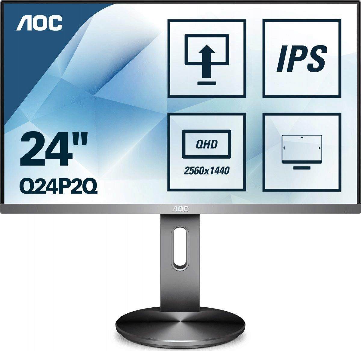 AOC Q24P2Q 24 IPS QHD Monitor 2560x1440 75Hz HDMI DP Pivot Packaging status original