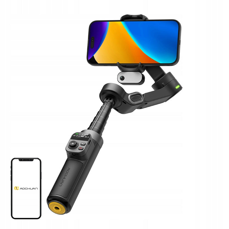 AOCHUAN X3 Gimbal 3-Axis Tripod Black AI 360° 6 Modes Compact Lightweight