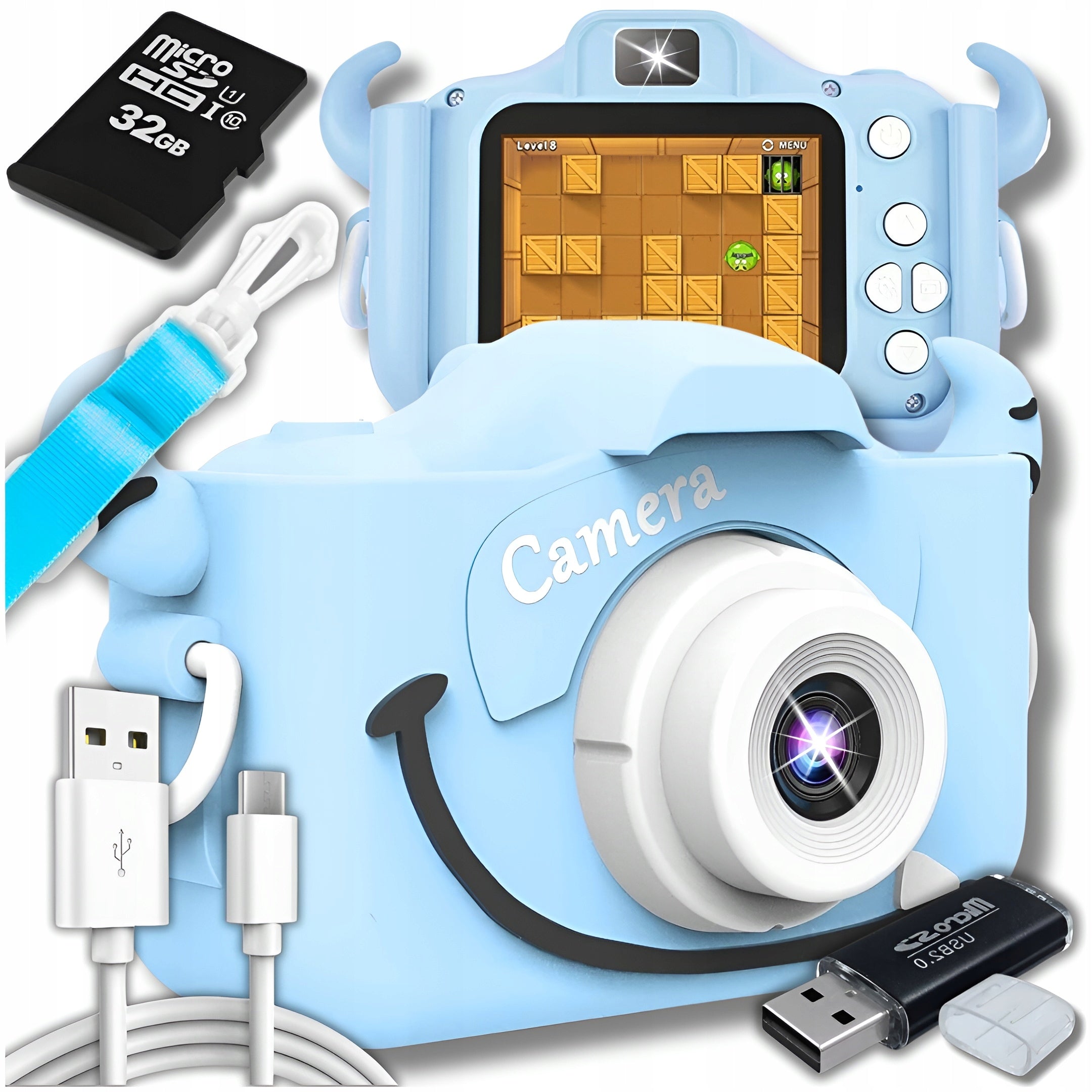 Kinderkamera Monster 40Mpx mit SD-Karte 32GB, blau 