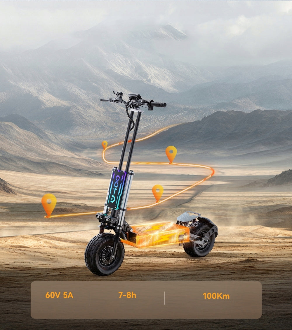 APEFOX T90 Off-Road Electric Scooter 6000W 60V 31.2AH Foldable + NFC Shock absorption front and rear