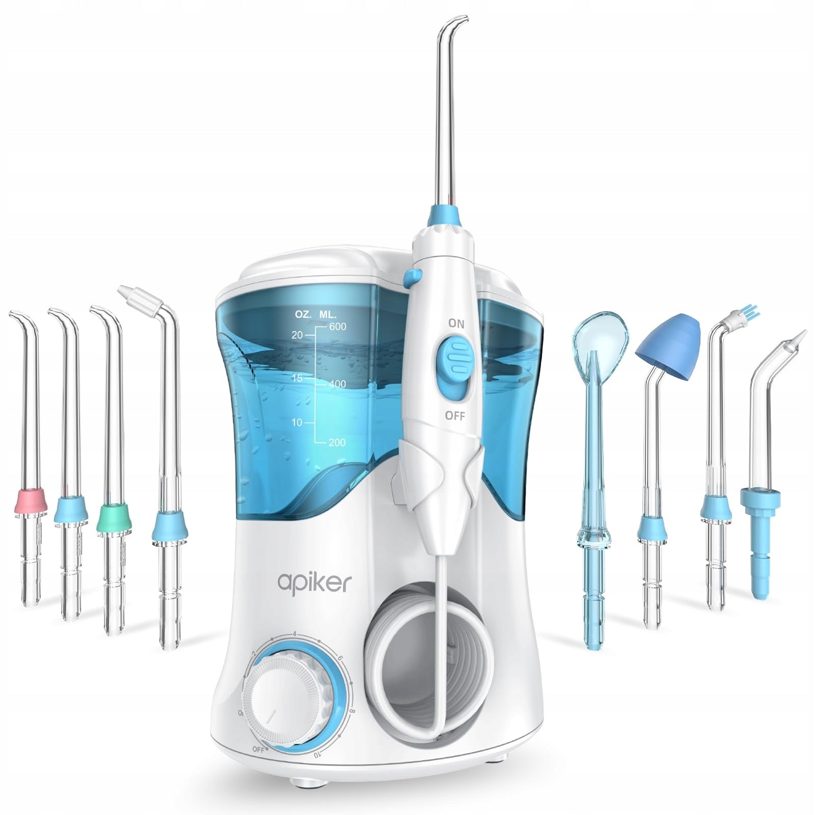 APIKER Electric Tooth Irrigator 8 Nozzles 10 Modes 600ml For Family