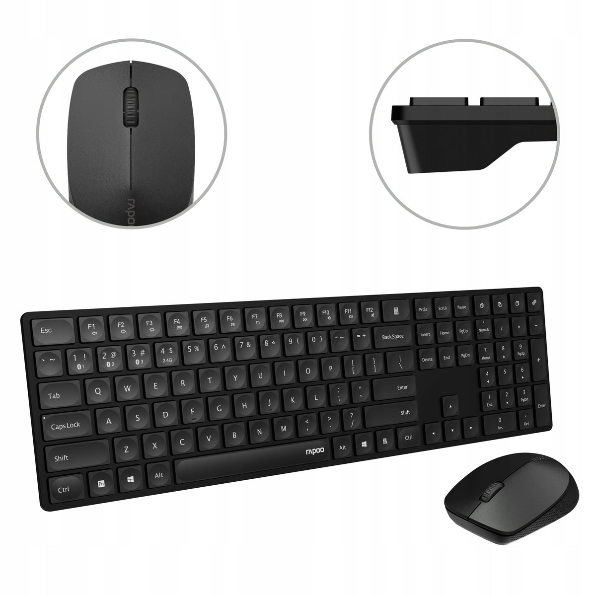APOO WIRELESS OFFICE SET MULTIMODE 8020M KEYBOARD + MOUSE BLACK