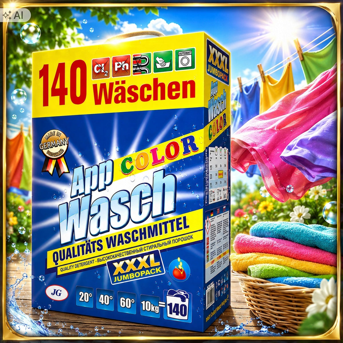 APP WASCH COLOUR WASHING POWDER 10KG 140 WASHES XXXL GERMAN Packaging status original