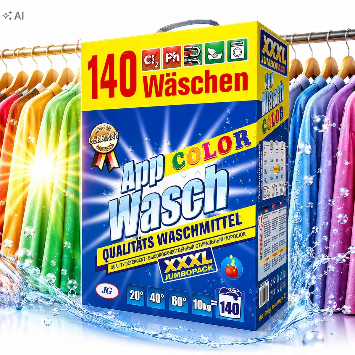 APP WASCH COLOUR WASHING POWDER 10KG 140 WASHES XXXL GERMAN