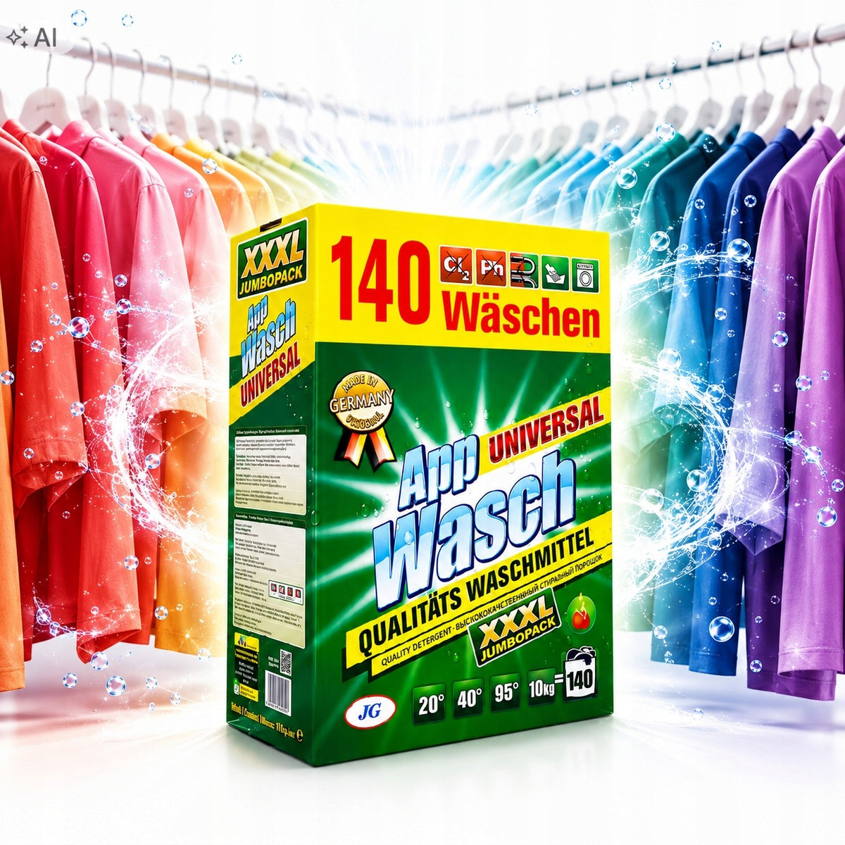APP WASCH UNIVERSAL WASHING POWDER 10KG 140 WASHES XXXL GERMAN