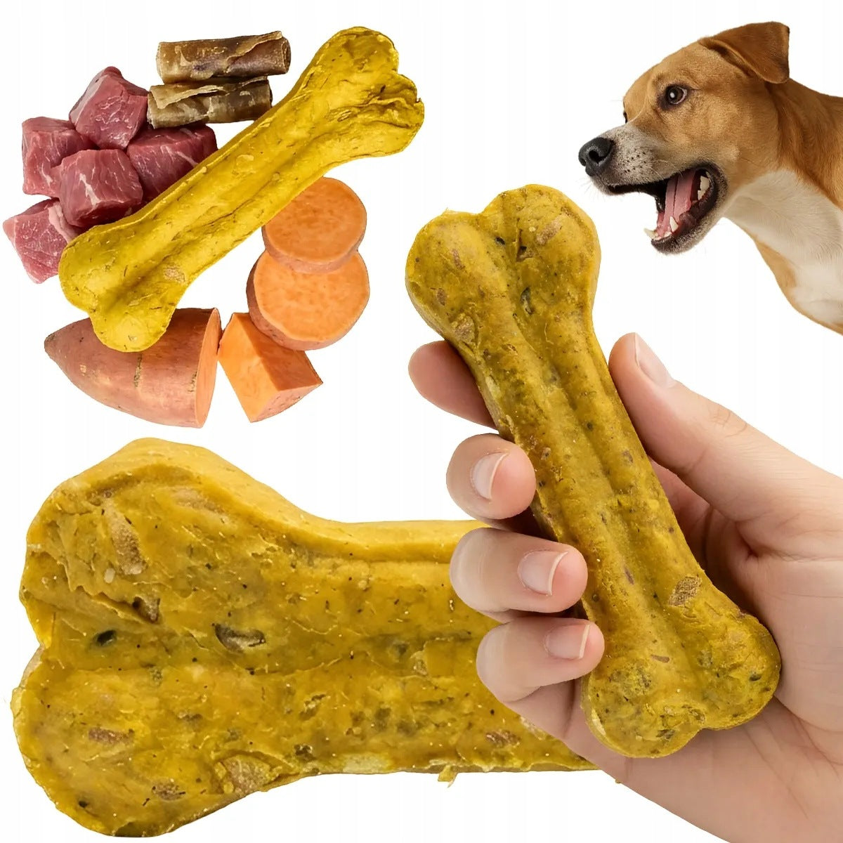 ŁAPPER BONE FOR PUPPY DOG 12 cm LAMB and SWEET POTATO for chewing biting