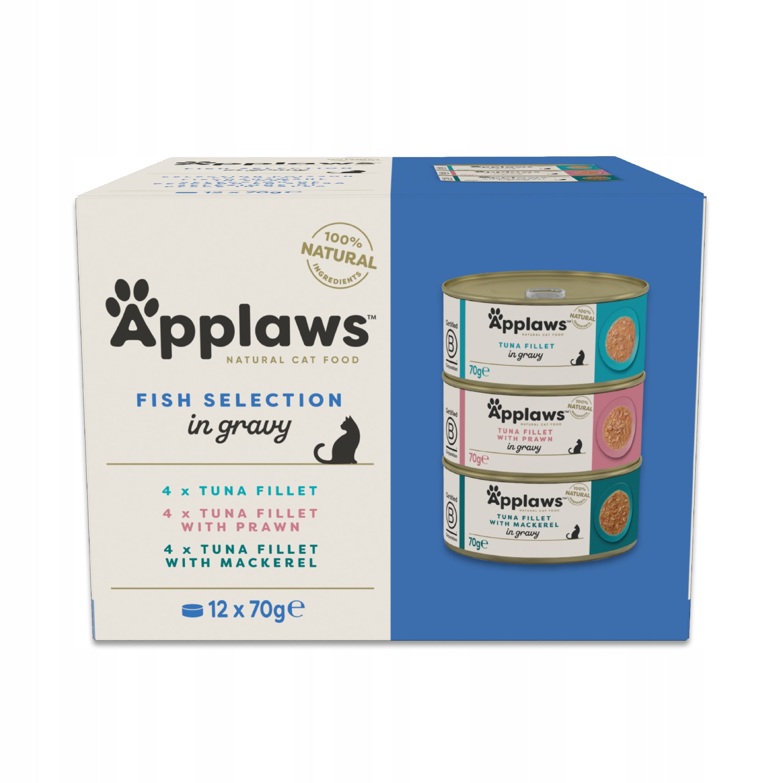 APPLAWS Cat Adult Fish Selection Multipak Mix of Flavors with Fish in Sauce 12x70g