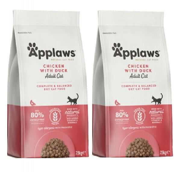 APPLAWS chicken and duck cat food 2 x 7,5kg