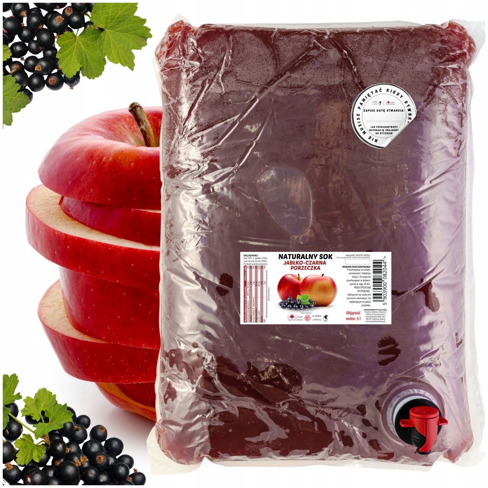 APPLE-BLACK CURRANT Juice Cold Pressed Tłocznia Szymanowice 5l NFC