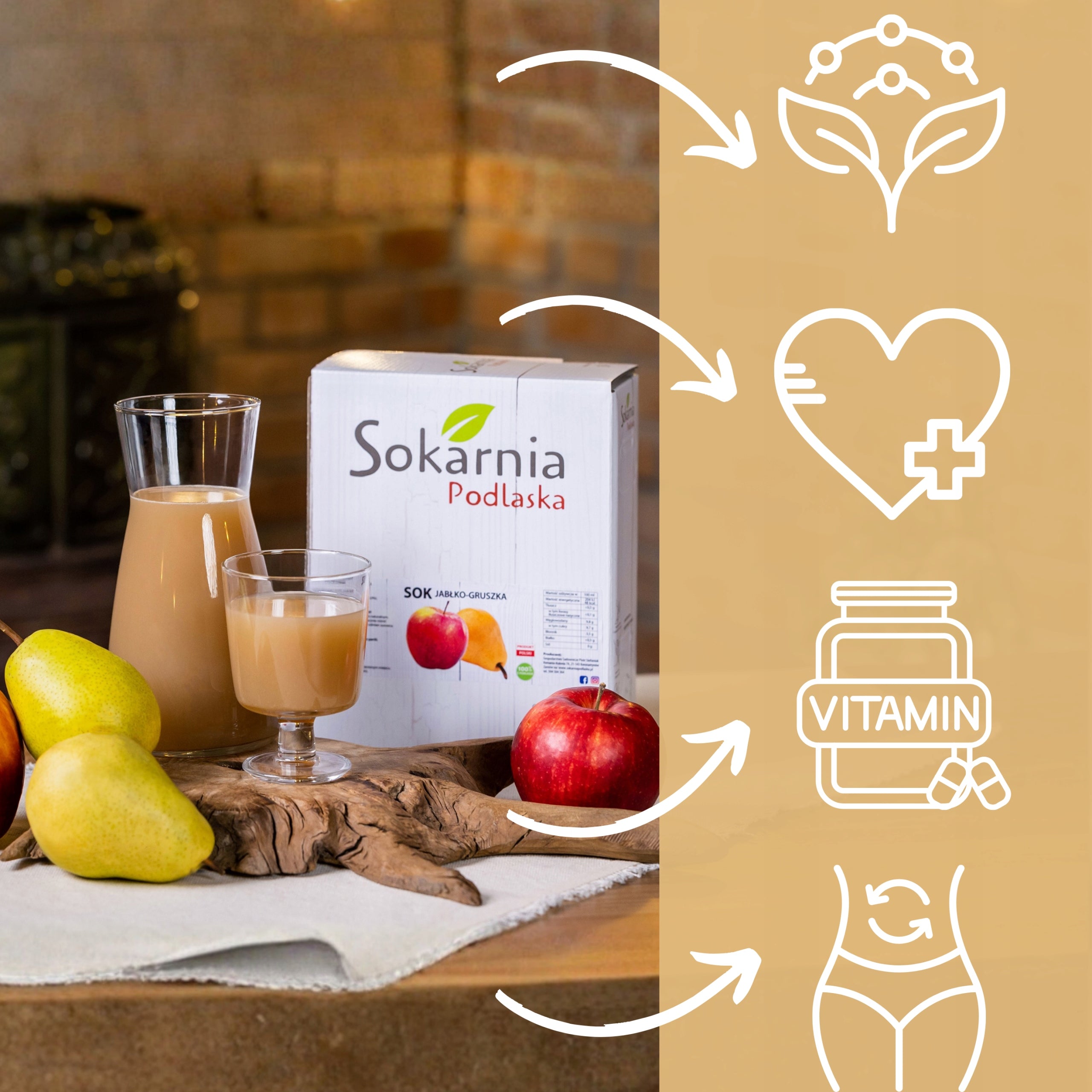 APPLE PEAR JUICE 3L 100% Pressed Natural Taste For Children Without Sugar Brand Sokarnia Podlaska