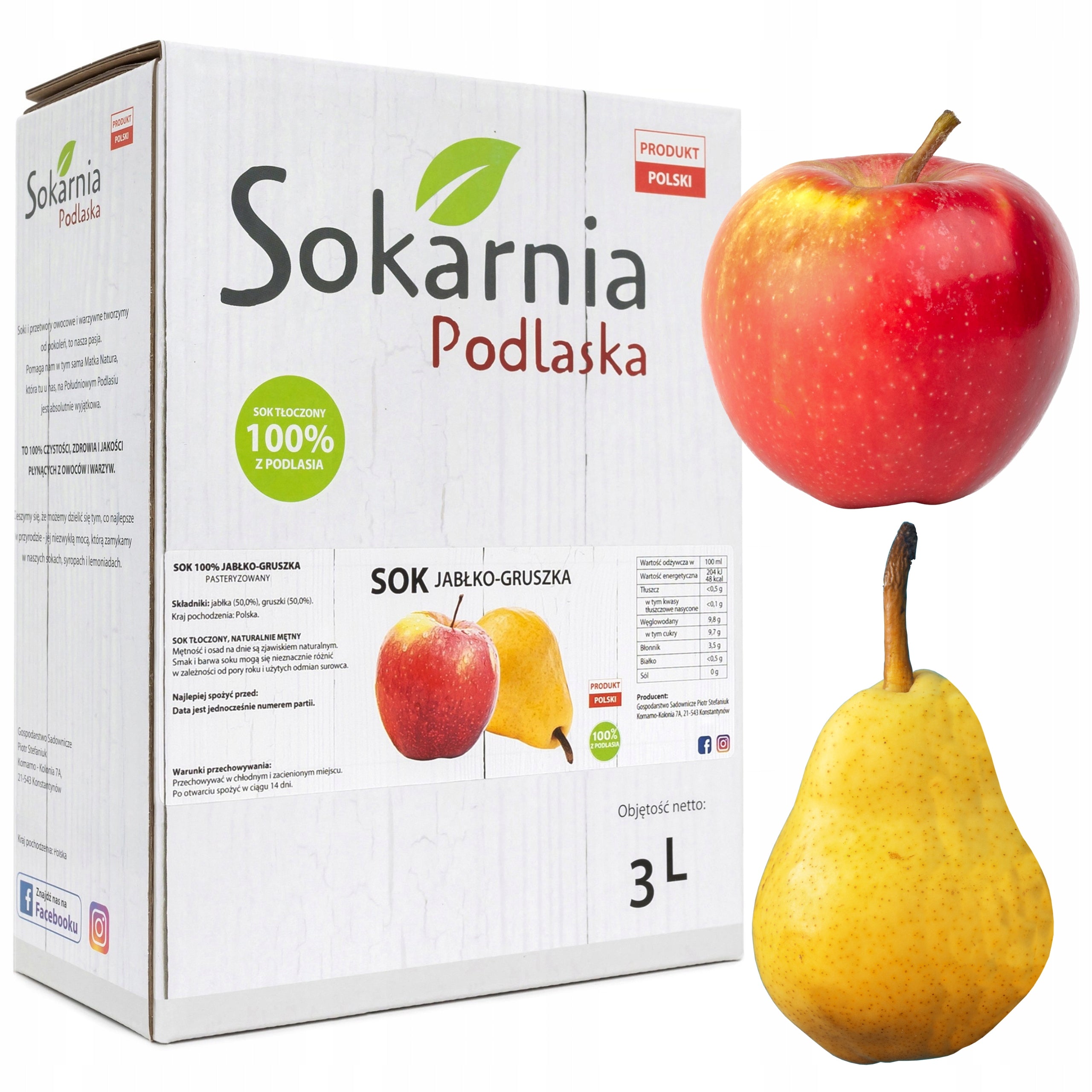 APPLE PEAR JUICE 3L 100% Pressed Natural Taste For Children Without Sugar