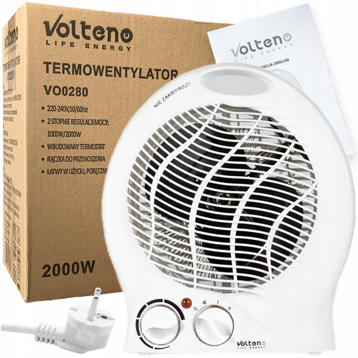 APRON ELECTRIC HEATER FAN 2000W 3 LEVELS WITH THERMOSTAT