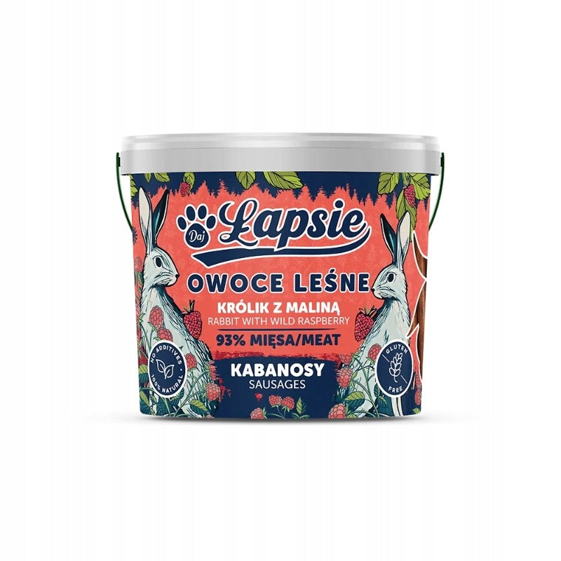 ŁAPSIE FOREST FRUITS Kabanosy Rabbit with raspberry 160g dog treats